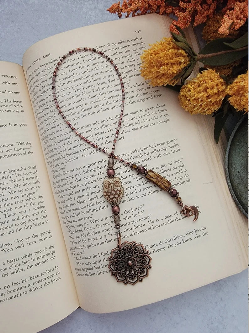 Copper Plated and Glass Owl Bookmark