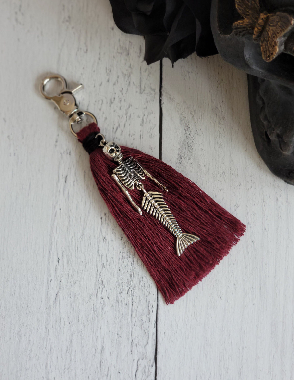 Mermaid Skeleton Bag Tassel, Halloween Purse Charm