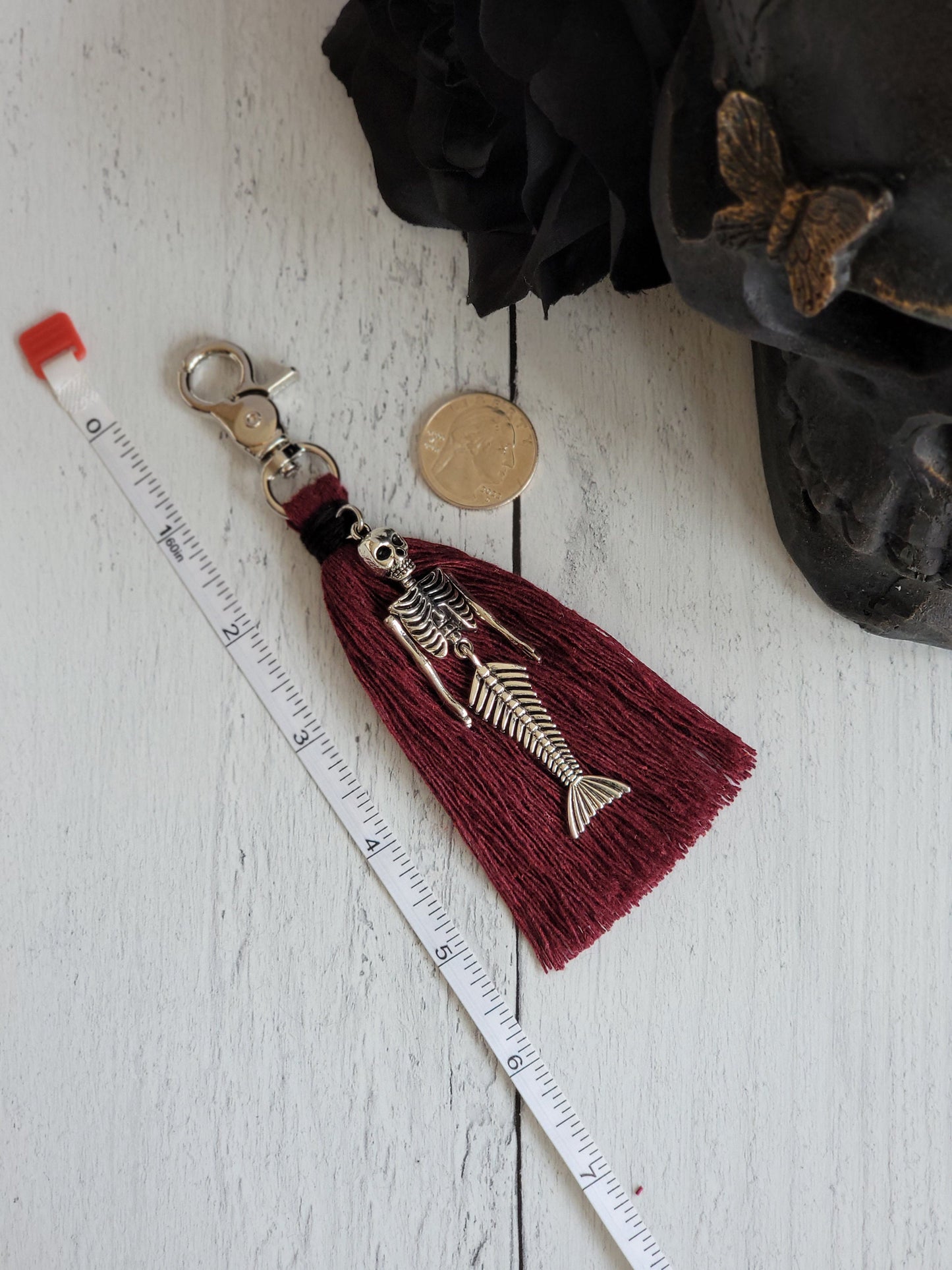 Mermaid Skeleton Bag Tassel, Halloween Purse Charm
