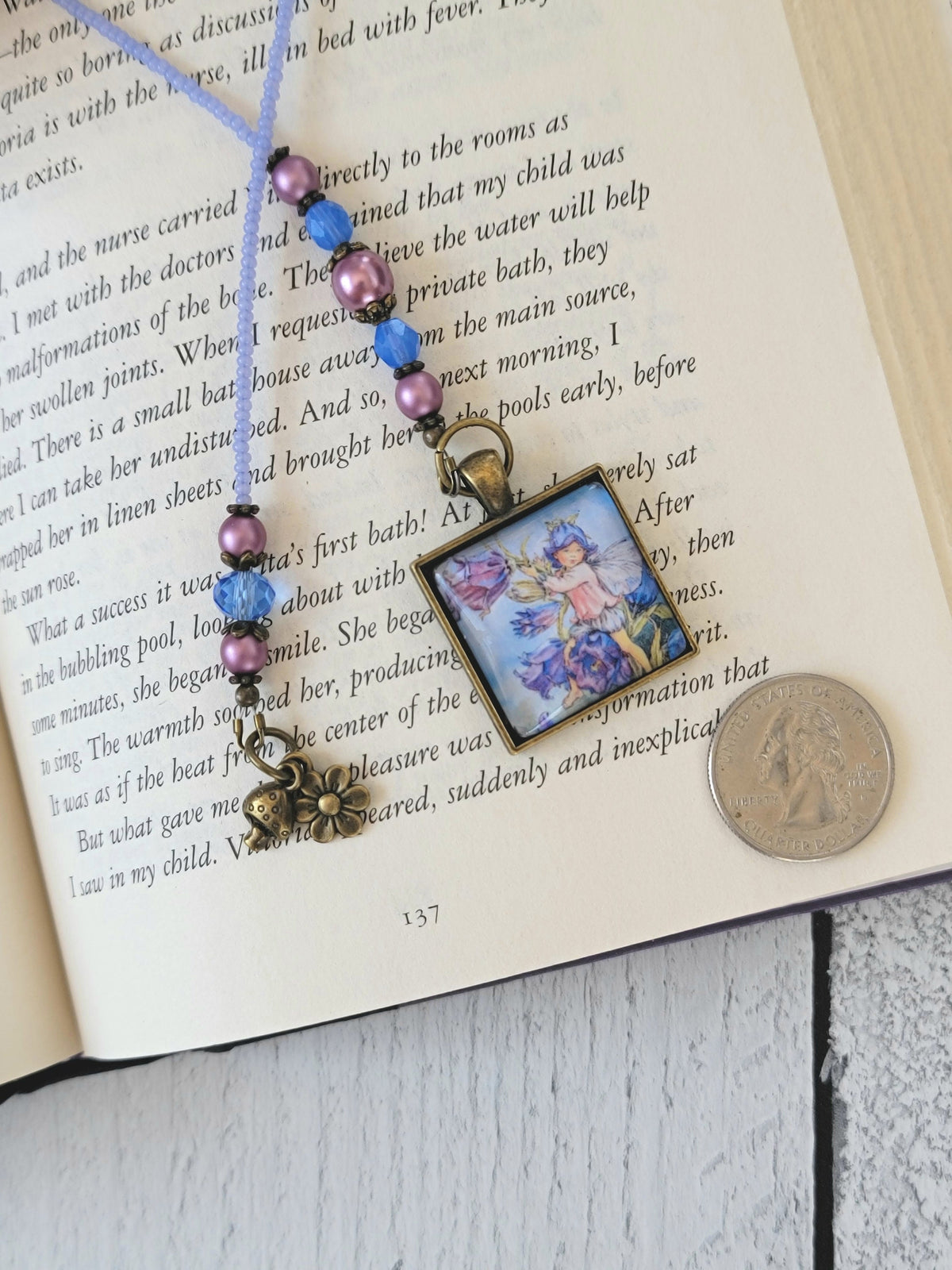 Vintage Style Fairy Bookmark, Fantasy Reader Gift, Glass Beaded Bookmarker, Bookish Gift