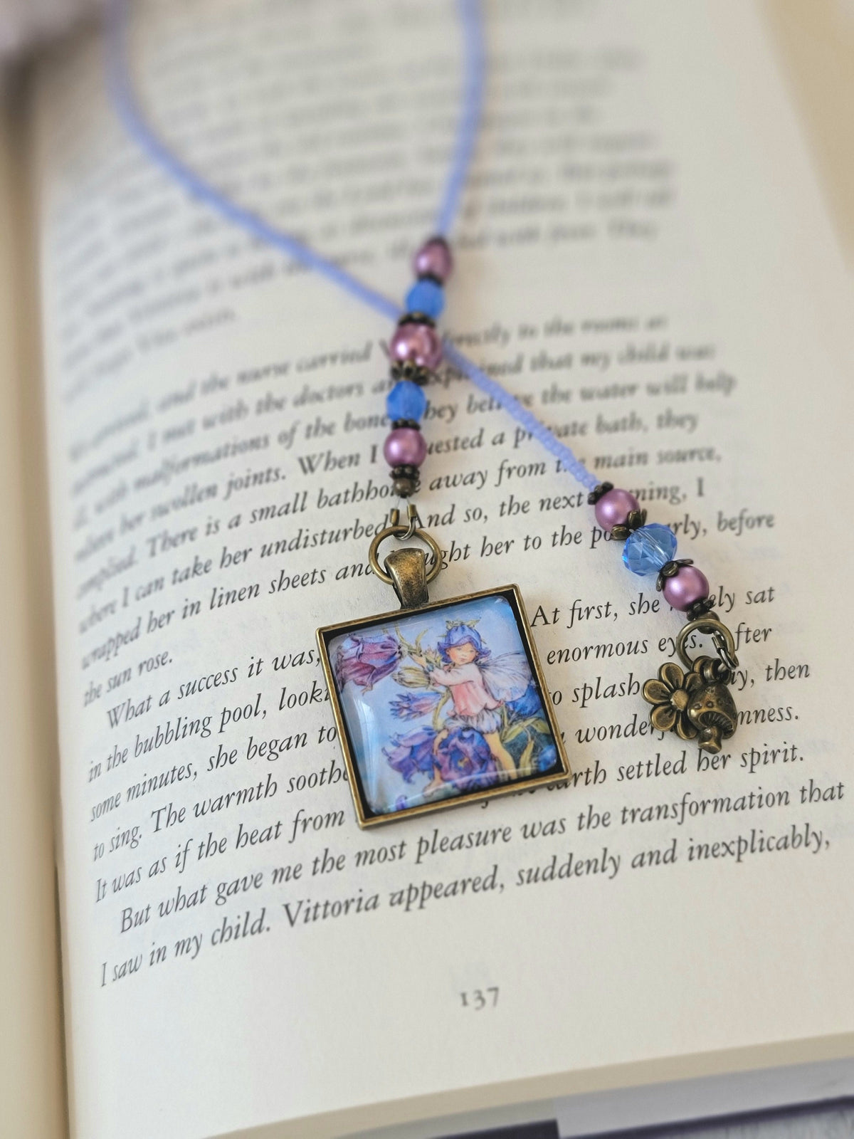 Vintage Style Fairy Bookmark, Fantasy Reader Gift, Glass Beaded Bookmarker, Bookish Gift