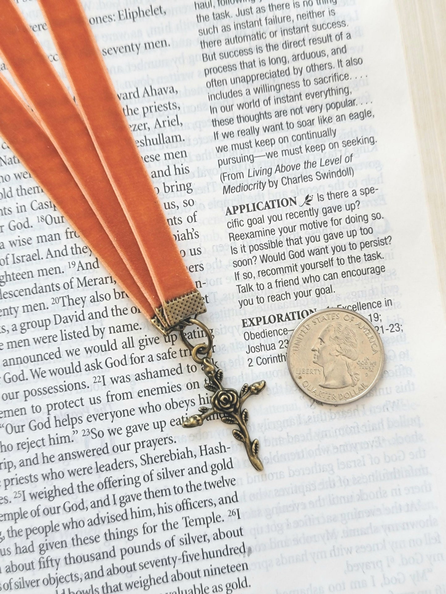 Multi-strand Bookmark with Cross Charm