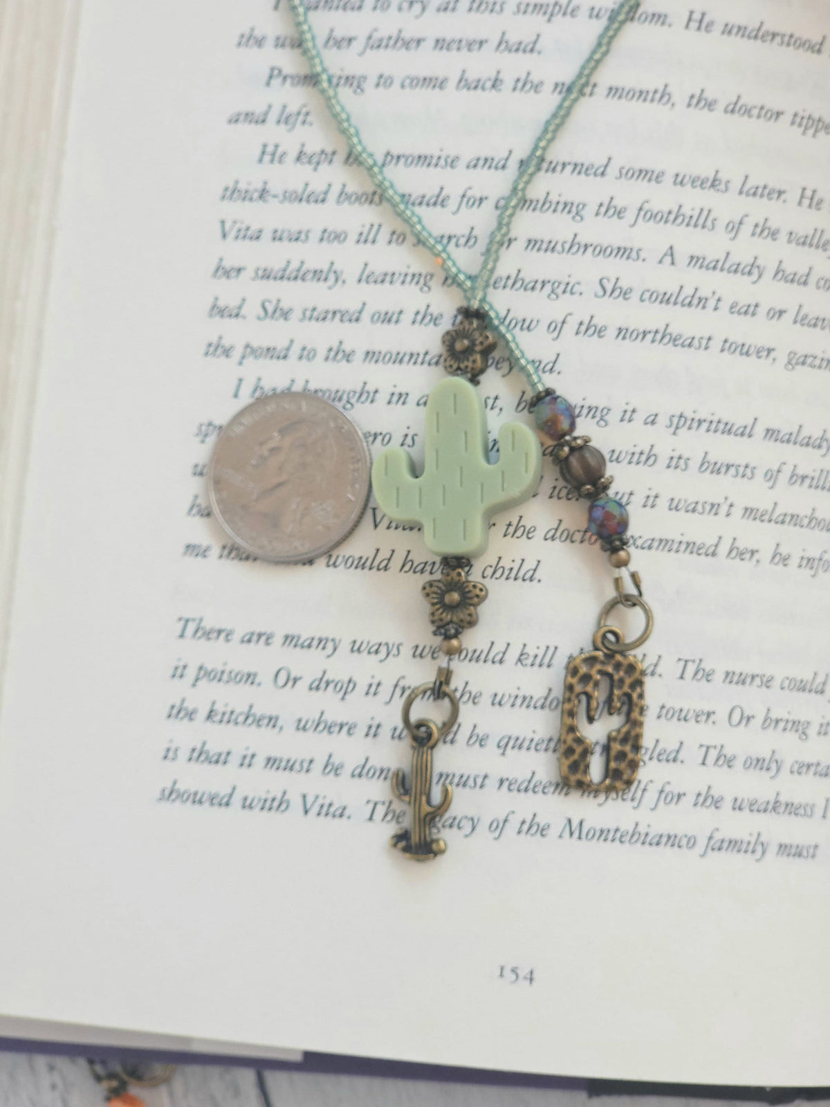 Cactus Bookmark, Silicone Bead Bookmarker, Reader Gift, Gift for Her, Southwest Bookmark
