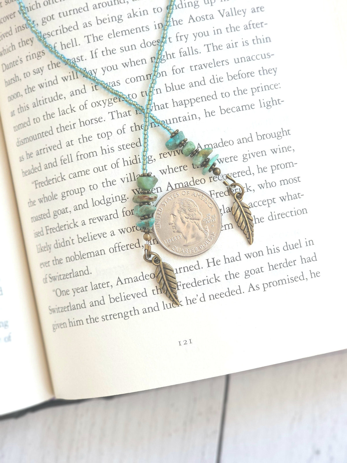 Turquoise Chip Bookmark Makes a Great Gift for the Book Lover