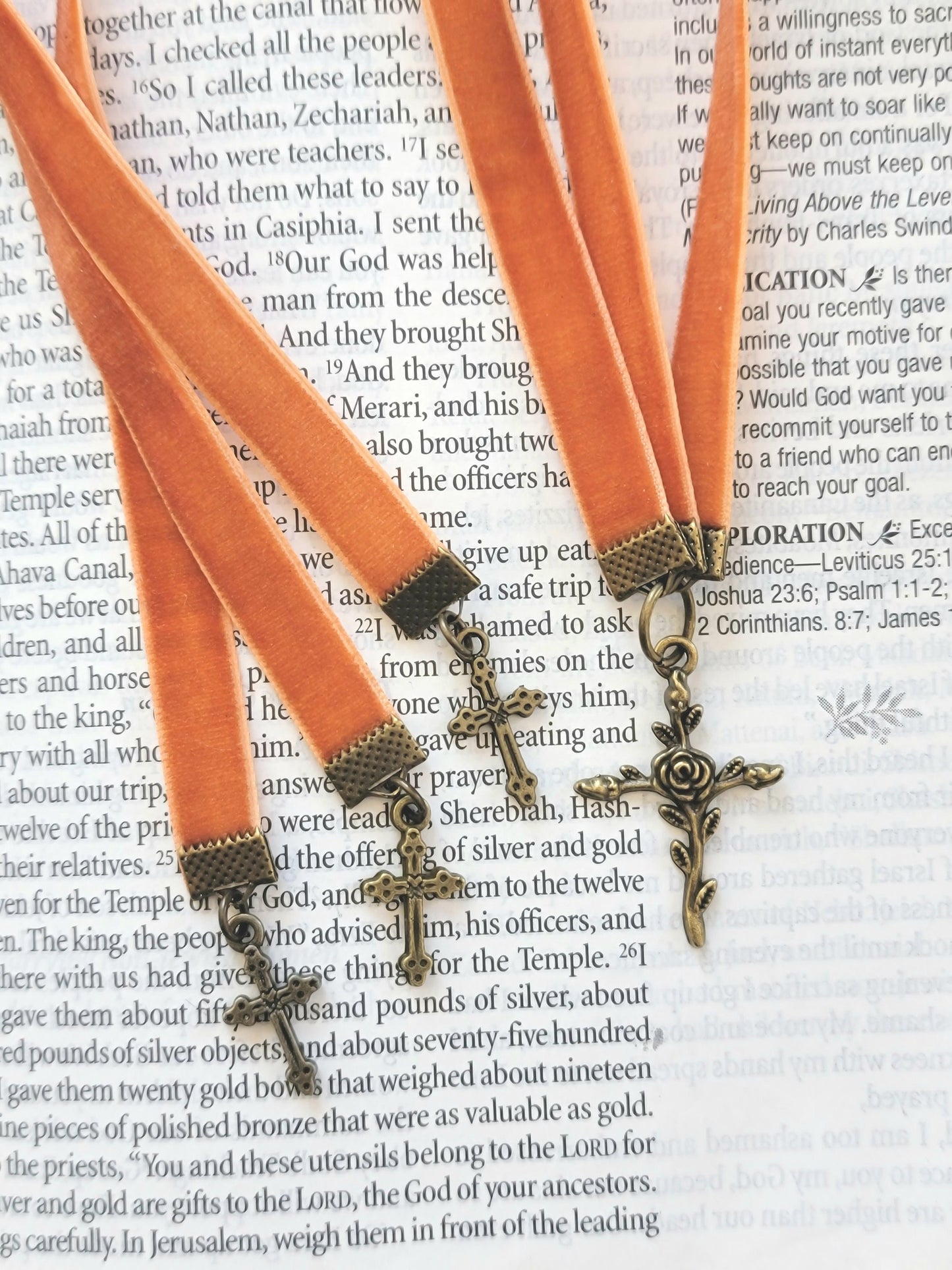 Multi-strand Bookmark with Cross Charm