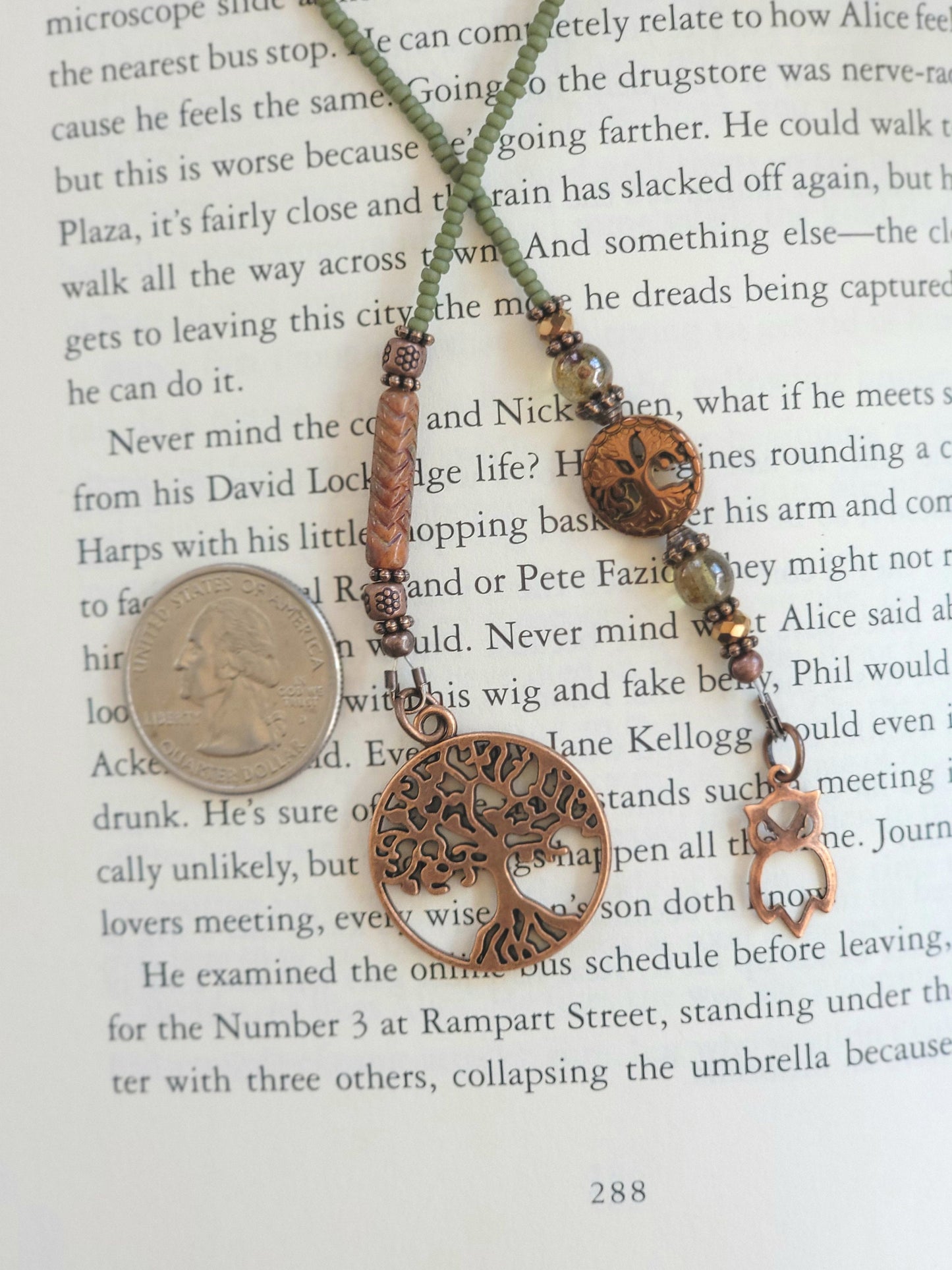 Whimsical Owl Charm and Tree Beaded Bookmark - Keep Your Reading Spot on Point!