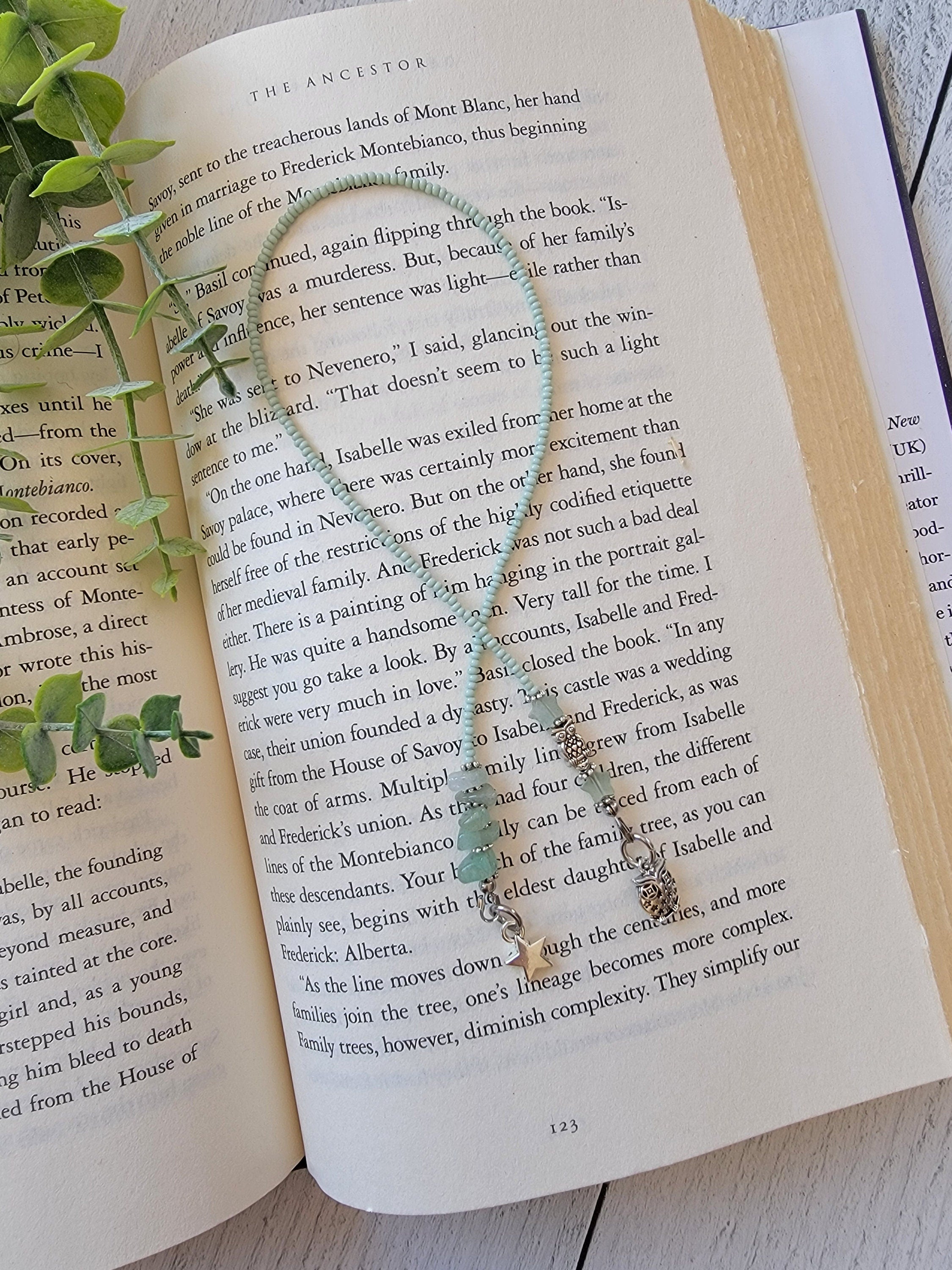 Beaded Leaf Book Thong Bookmark – Bliss, Books, and Jewels