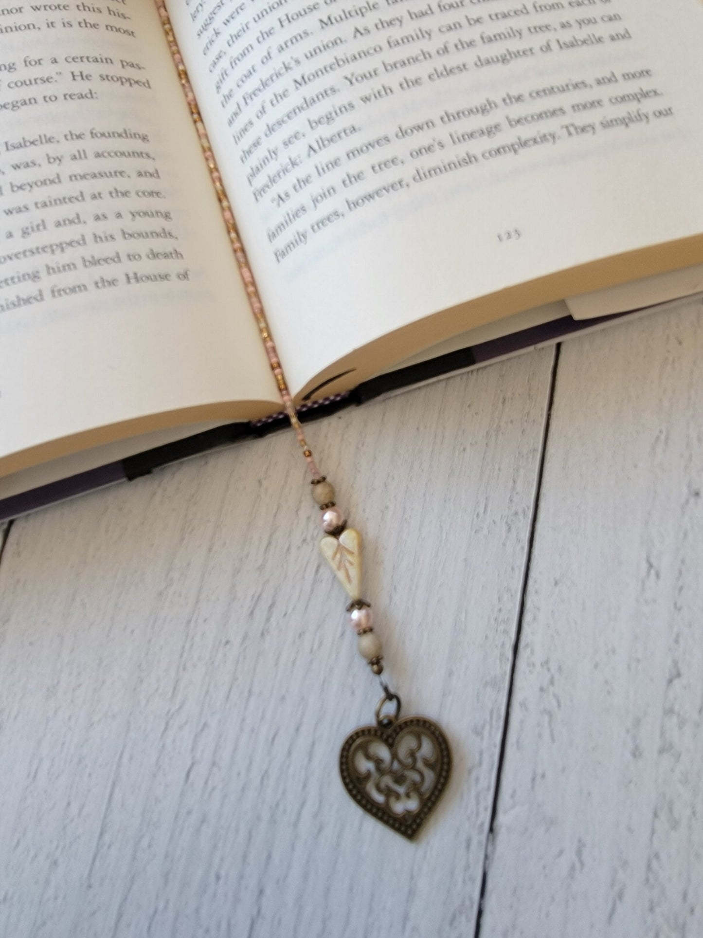 Heart Reader Gift With Flower Charm and Beads