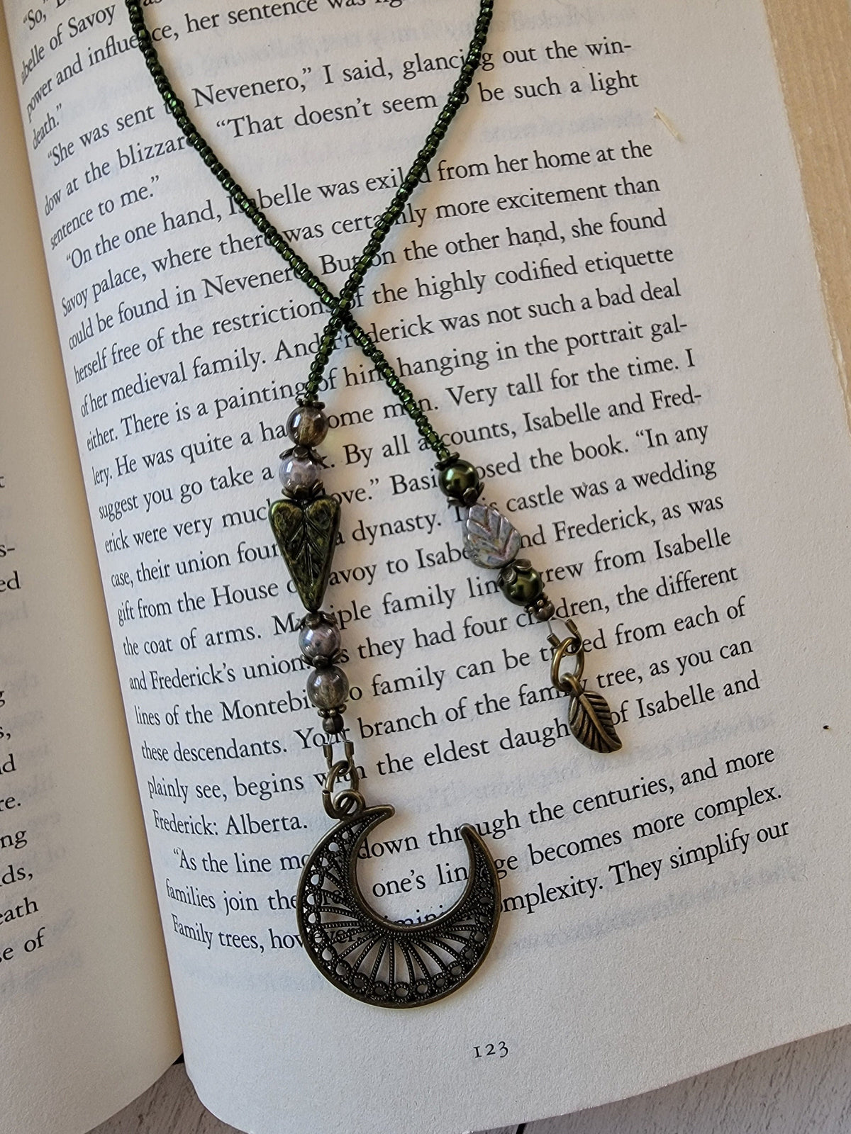 Dark Forest Moon, Nature Inspired Beaded Bookmark, Nature Lover Gift