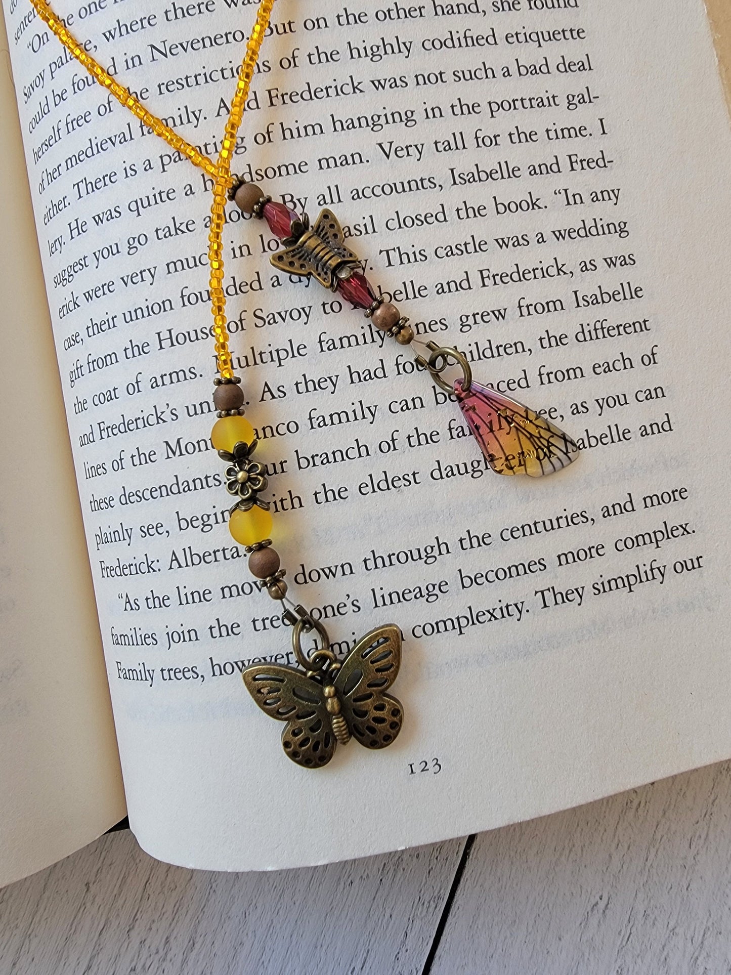 Butterfly Wing Bookmark with Butterfly Bead