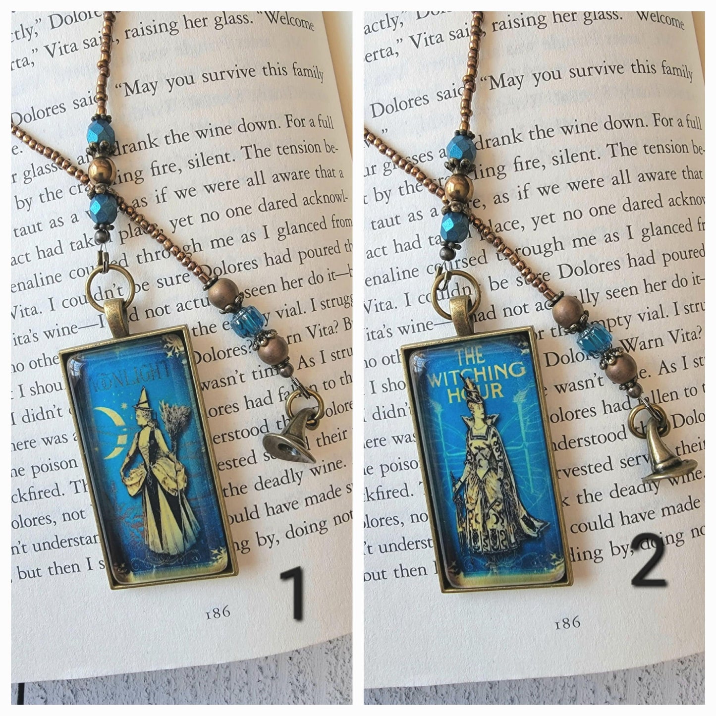 Handcrafted Witch Bookmark with Your Choice of Pendant
