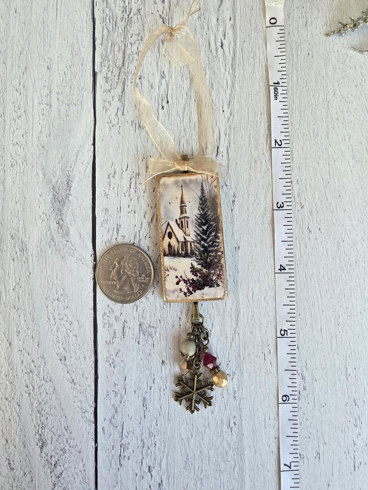 Handmade Church Winter Scenes Christmas Ornaments