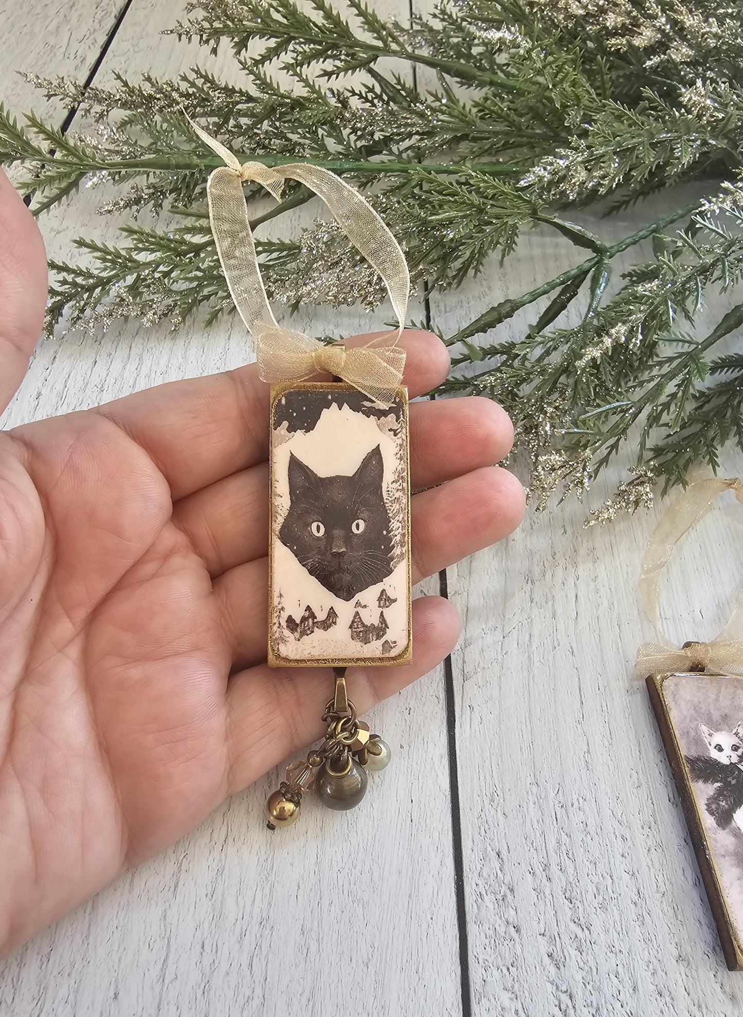 Handmade Whimsical Christmas Ornaments Featuring Yule Cat, Jólakötturinn, and Krampus Cat