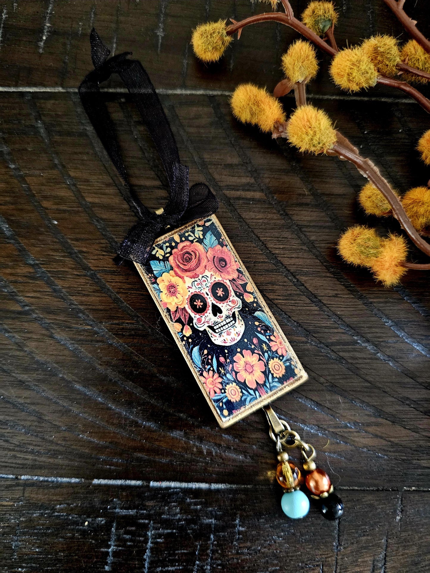Day of the Dead Ornament, Sugar Skull Dia de los Muertos, Halloween Decor