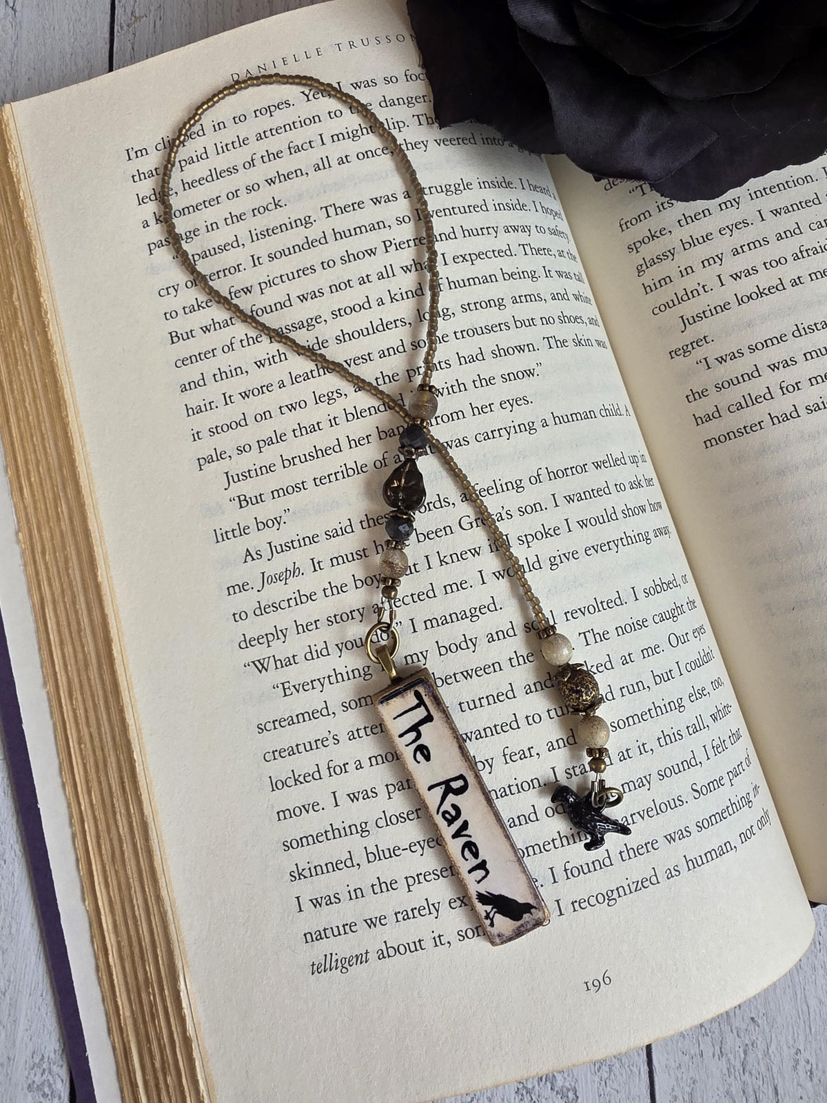 The Raven Bookmark, Handmade Pendant, Choose Your Length