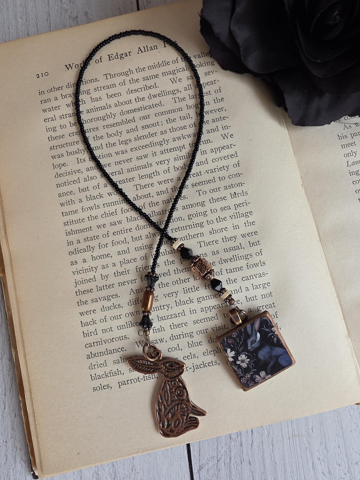 Hare Bookmark, Dark Rabbit Beaded Reader Gift