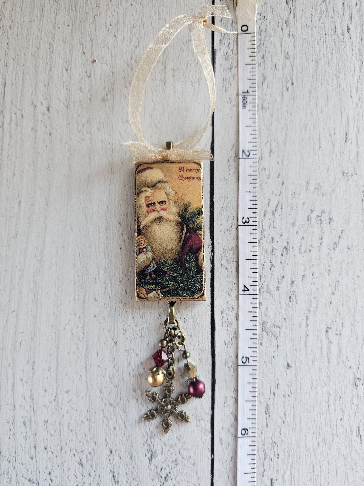 Set of Three Vintage Era Santa Wood Christmas Ornaments, Buy 3 or Singles