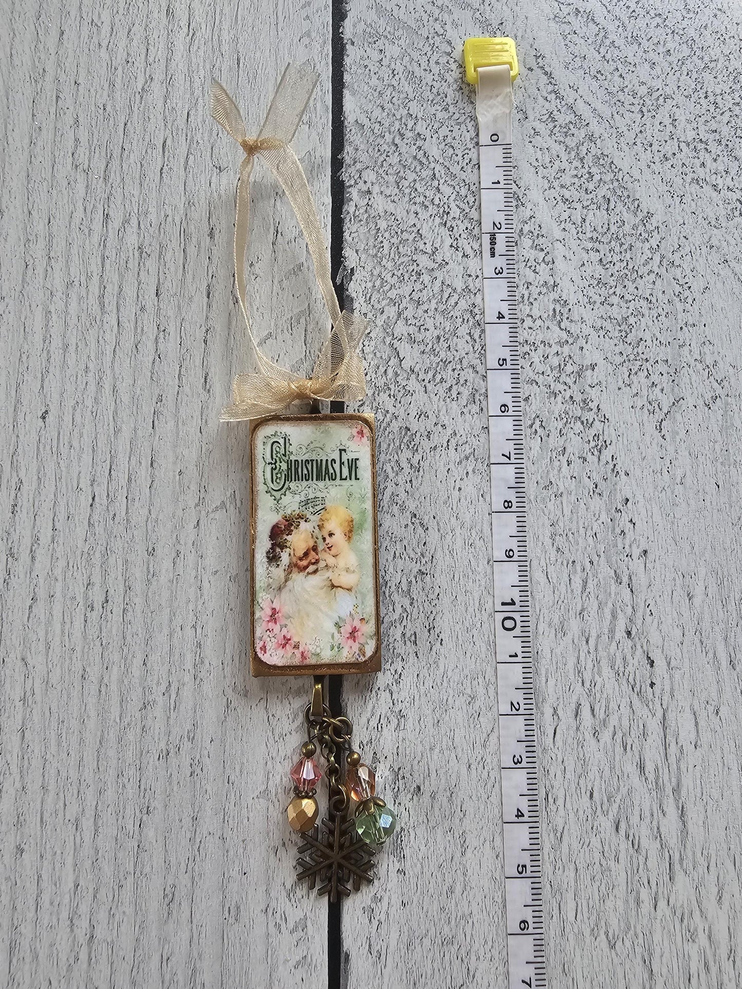 Vintage Style Shabby Pink Christmas Ornaments, Santa, Snowman, Tree