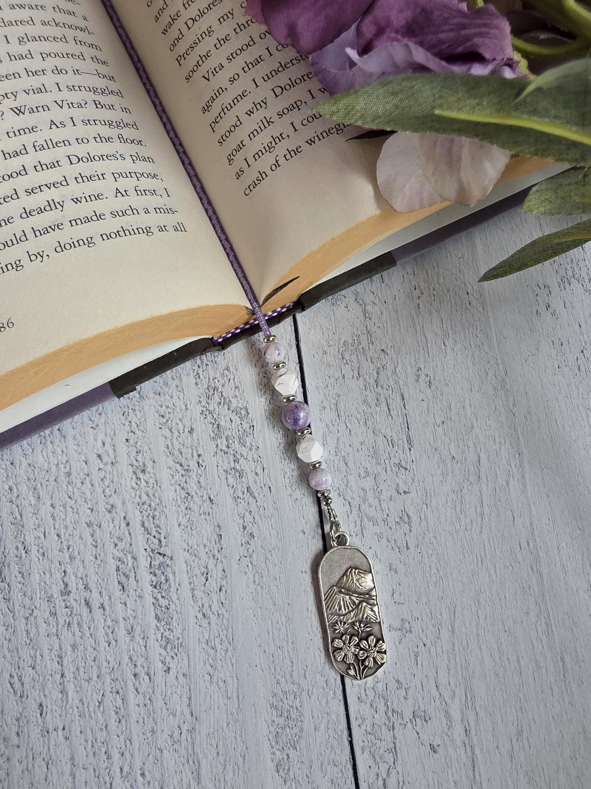 Gemstone Bookmark with Lavender Jasper Beads Makes a Unique Reader Gift