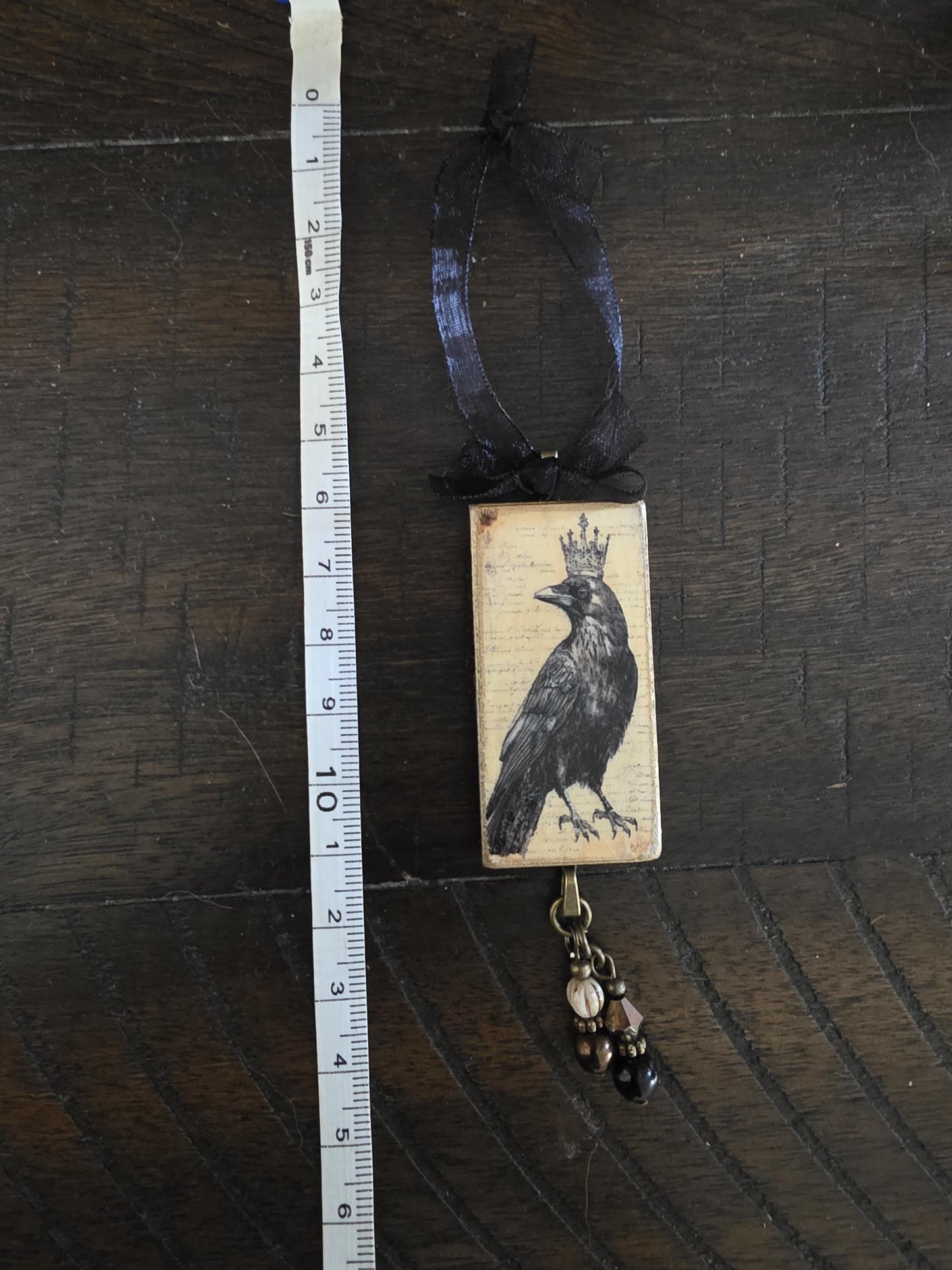 Crown Raven Halloween Ornament, Vintage Style