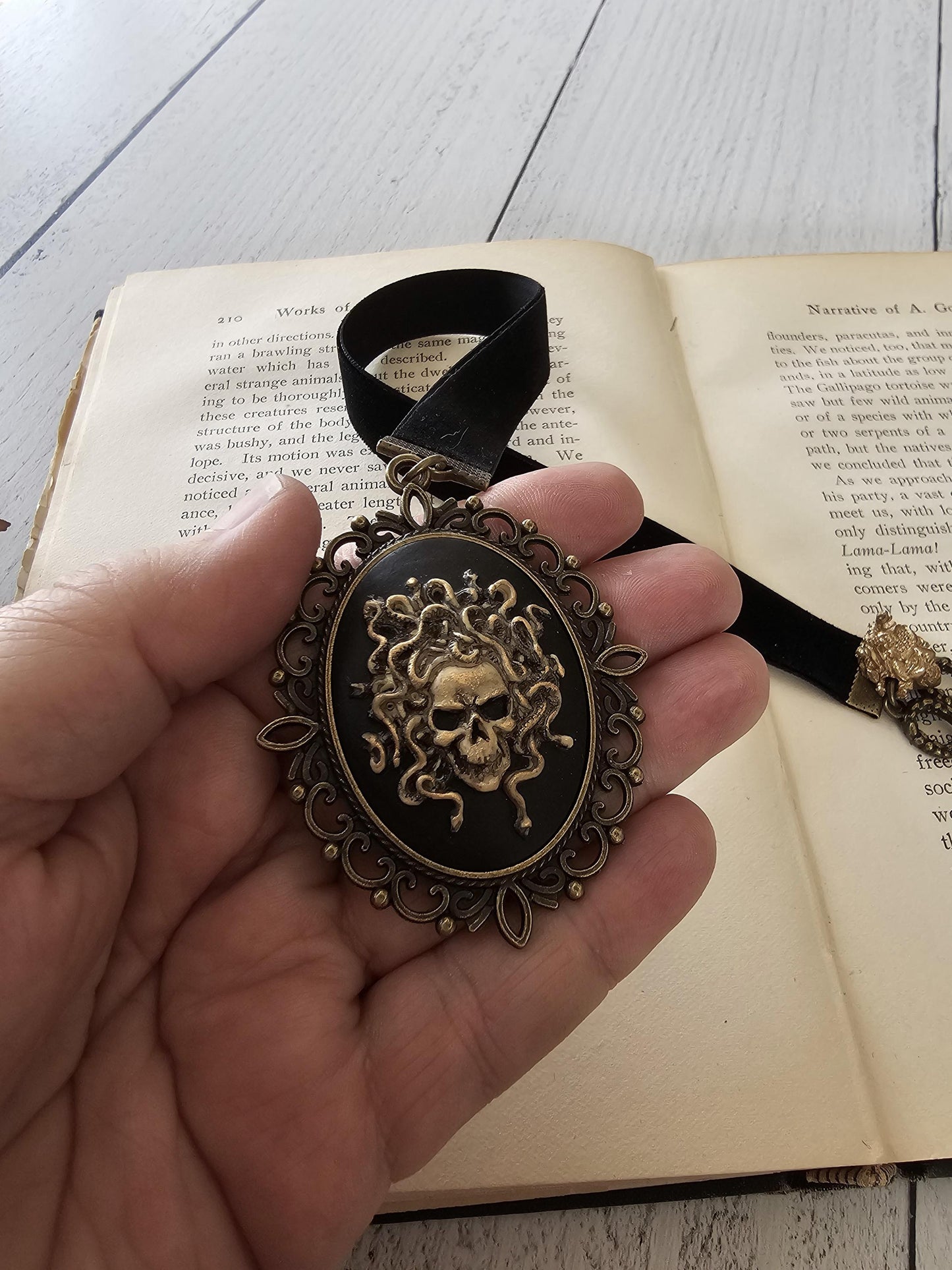 Medusa Skull Cameo Bookmark, Gothic Snake Bookmark, Horror Lover Or Reader Gift