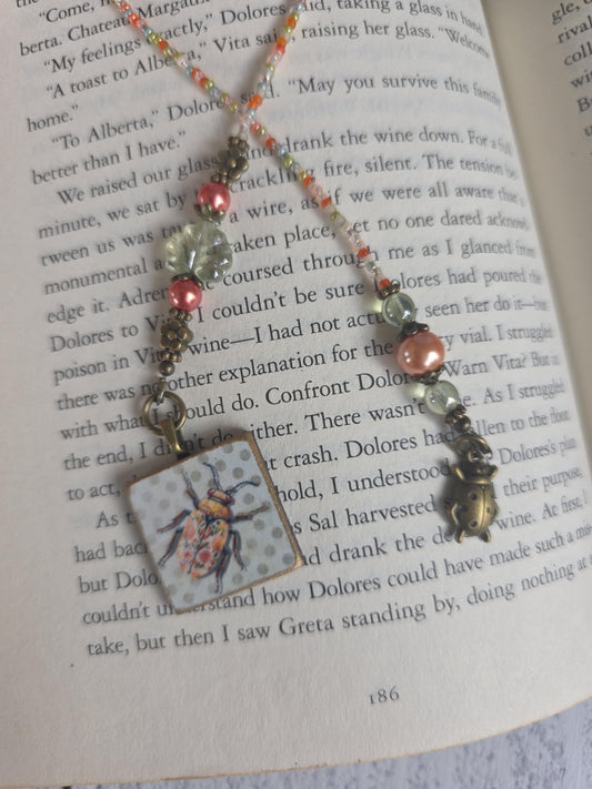 Beetle With Flowers, Nature Theme Bookmark