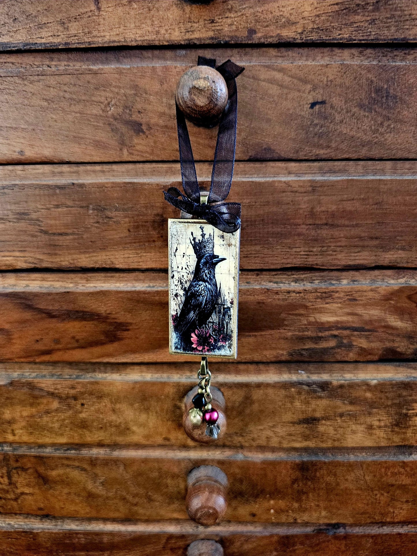 Raven with Crown Halloween Ornament