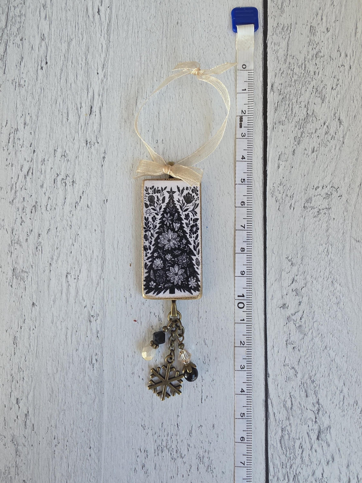 Handmade Unique Black and White Christmas Tree Ornaments