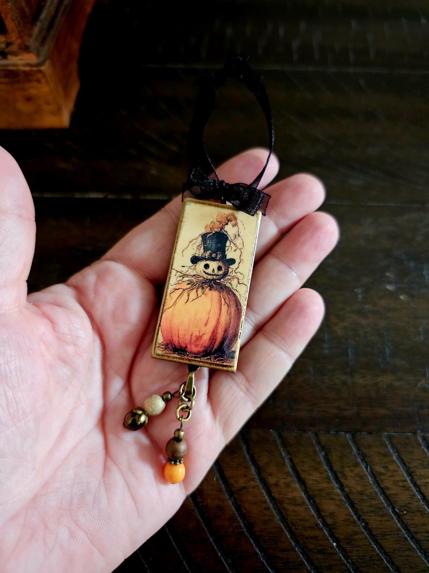 Whimsical Pumpkin Ornament, Halloween Decor