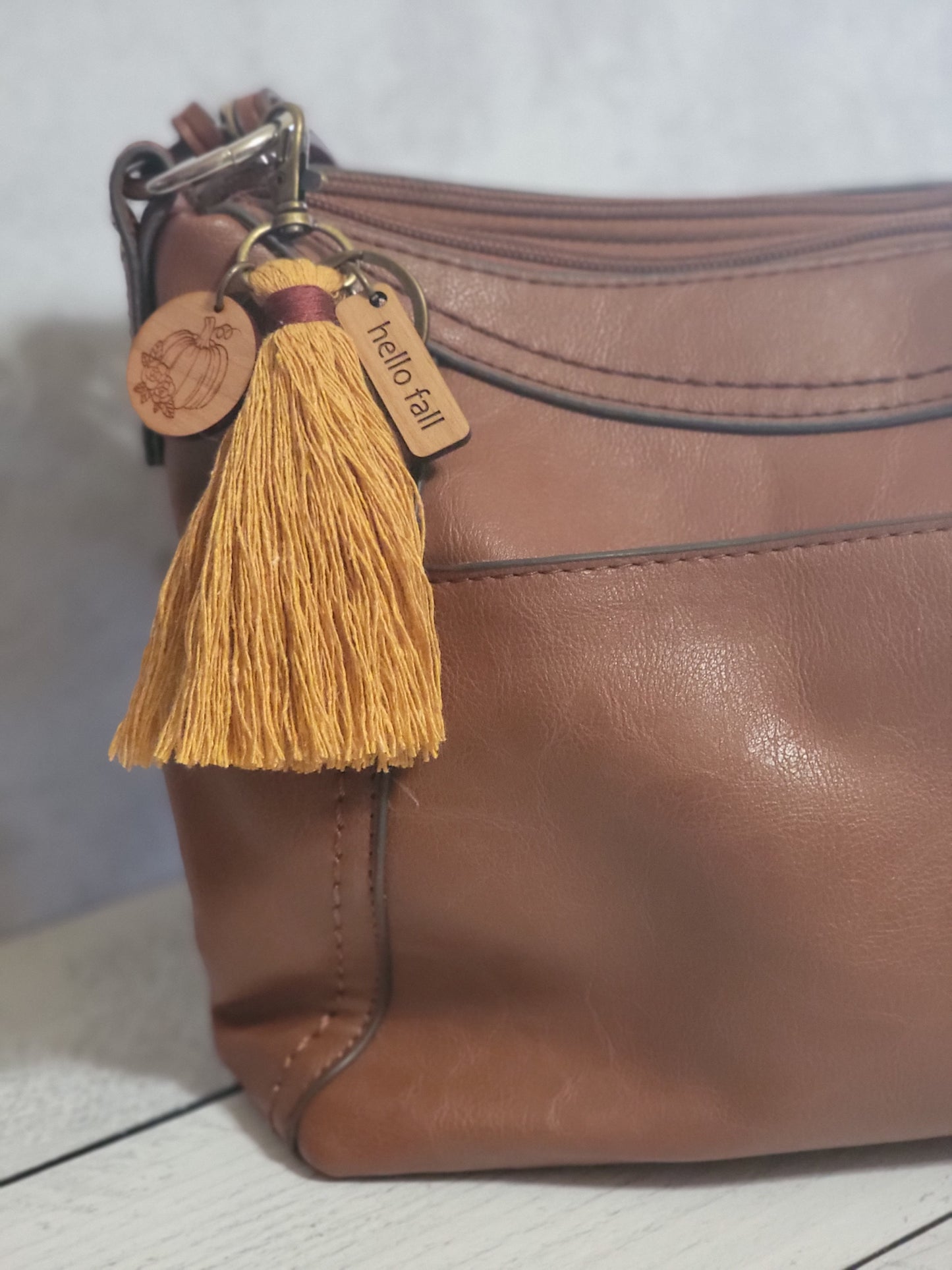 Pumpkin Tassel Tiny Embroidery Bag Charm