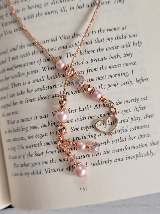 Rose Gold Plate and Copper Beaded Bookmark