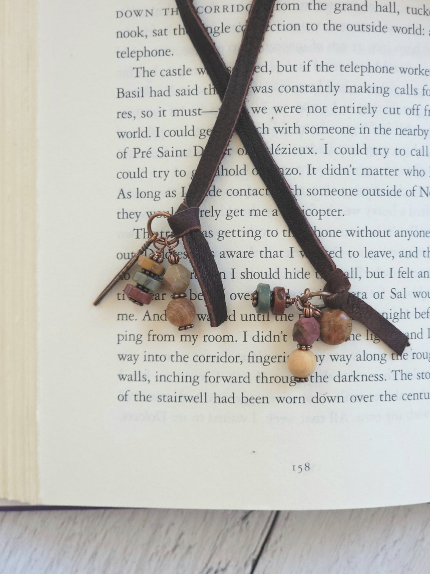Red Creek Jasper and Leather Bookmark