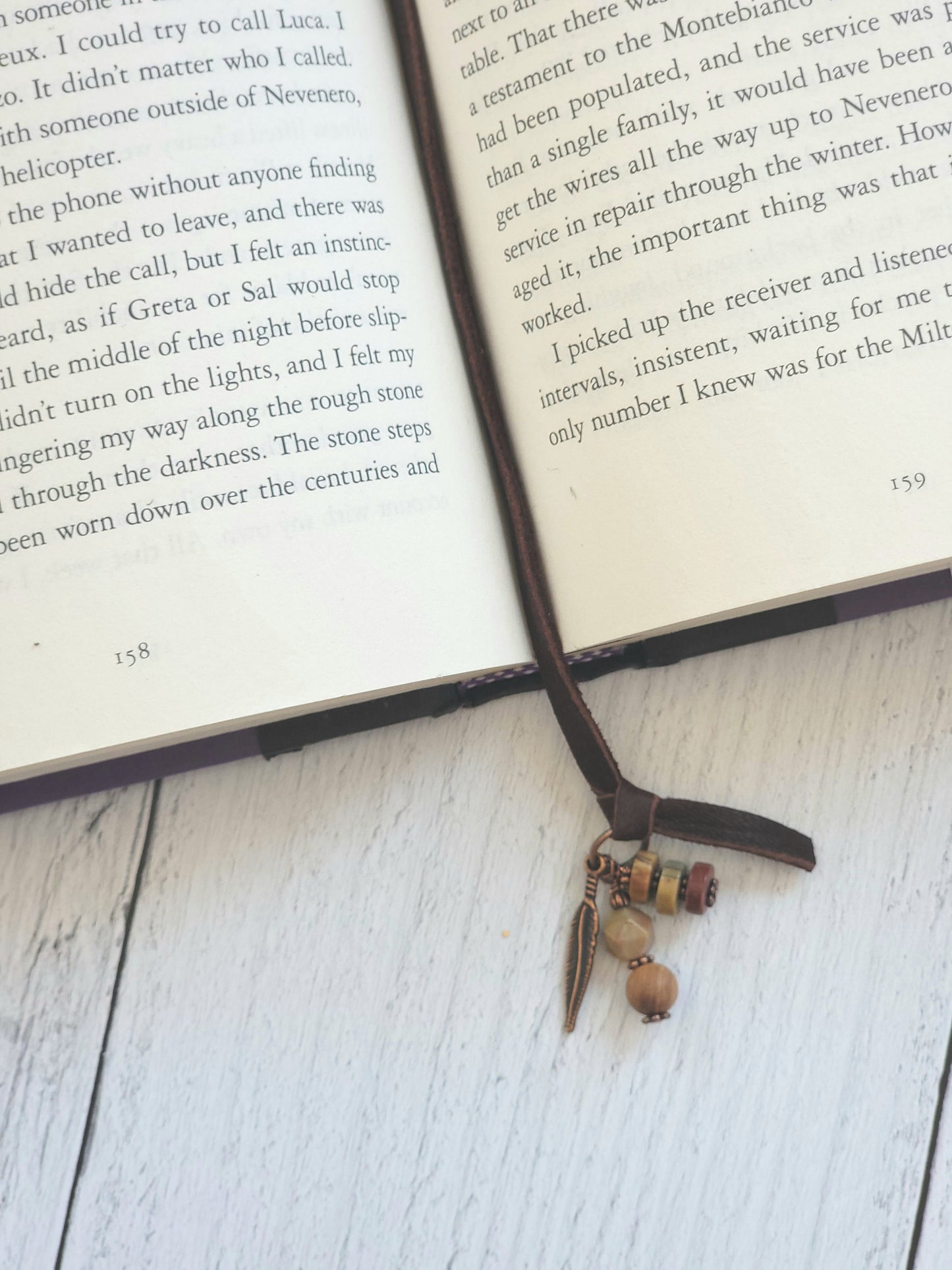 Red Creek Jasper and Leather Bookmark