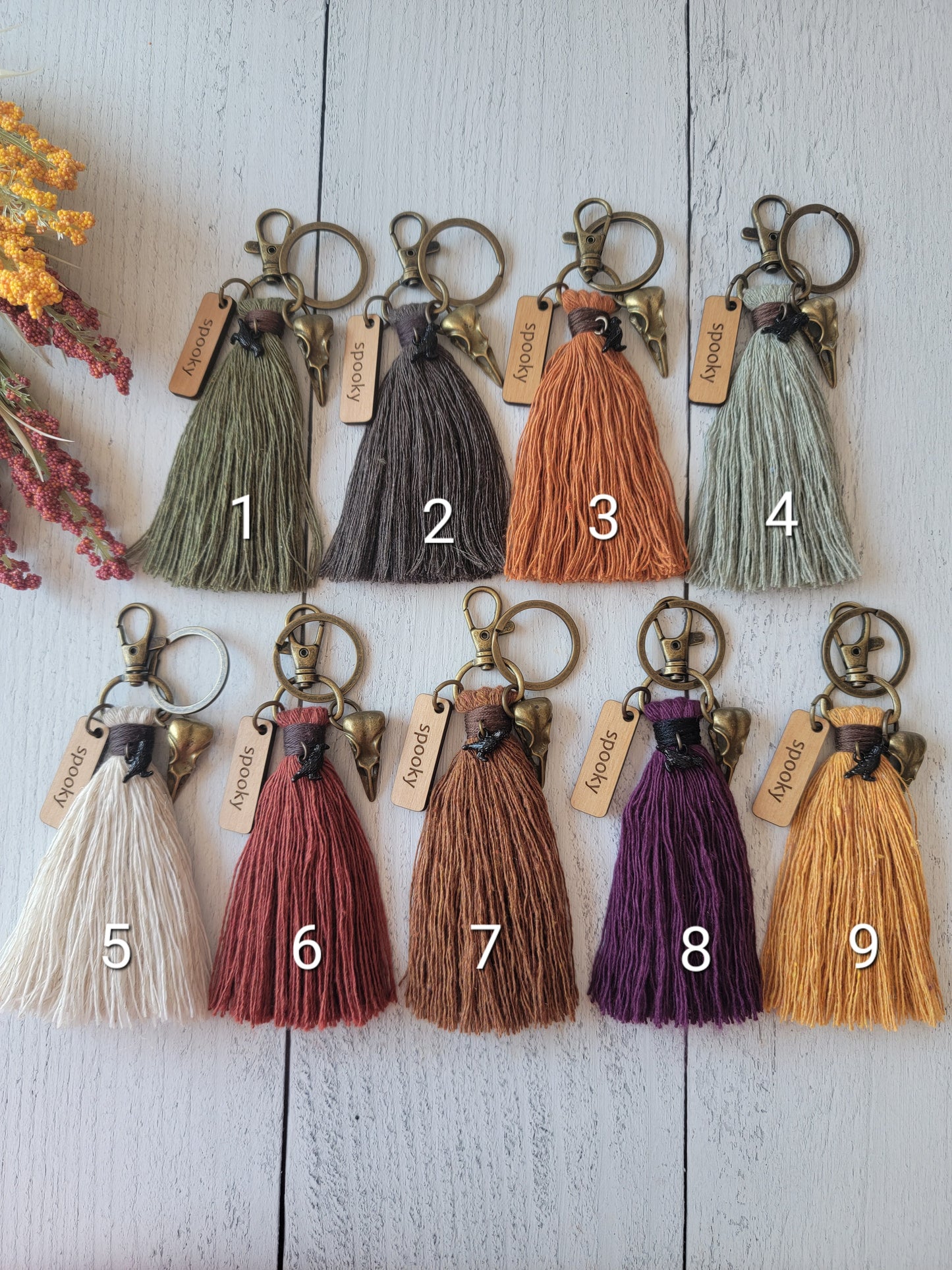 Halloween Spooky Raven Skull Bag Tassel Charm