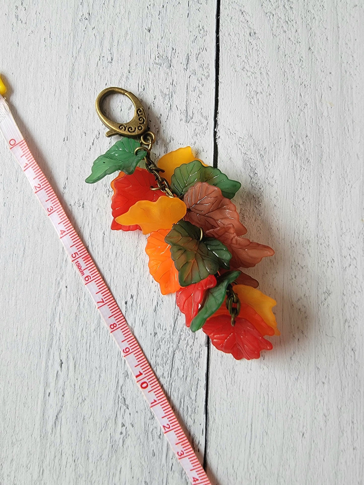 Autumn Leaf Bag Charm, Fall Purse Charm, Autumn Leaves Tassel