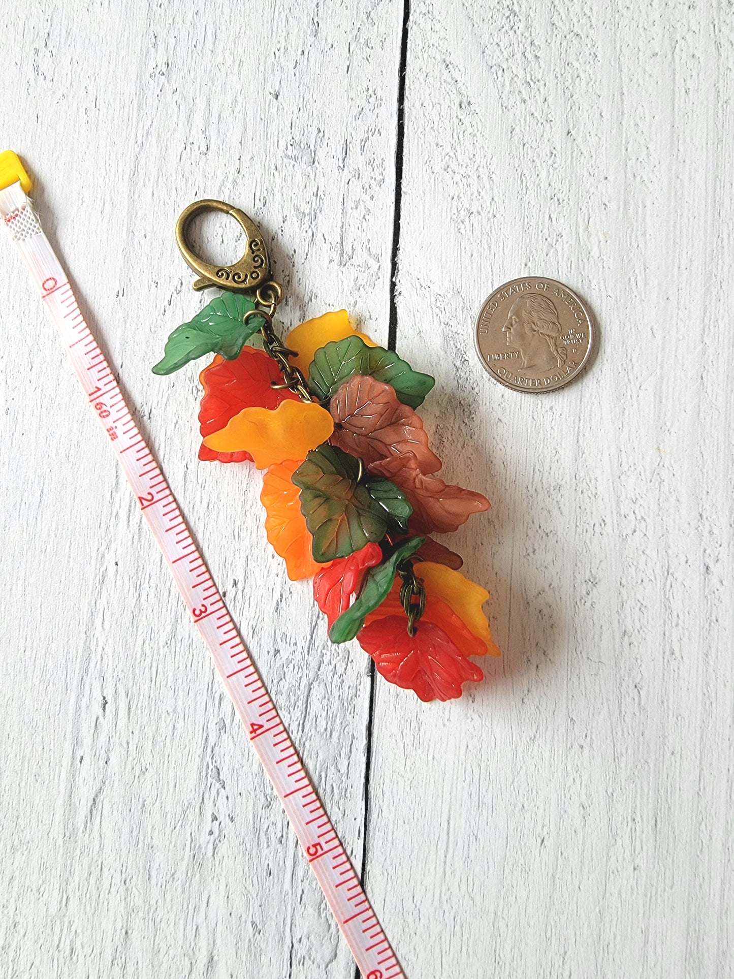 Autumn Leaf Bag Charm, Fall Purse Charm, Autumn Leaves Tassel