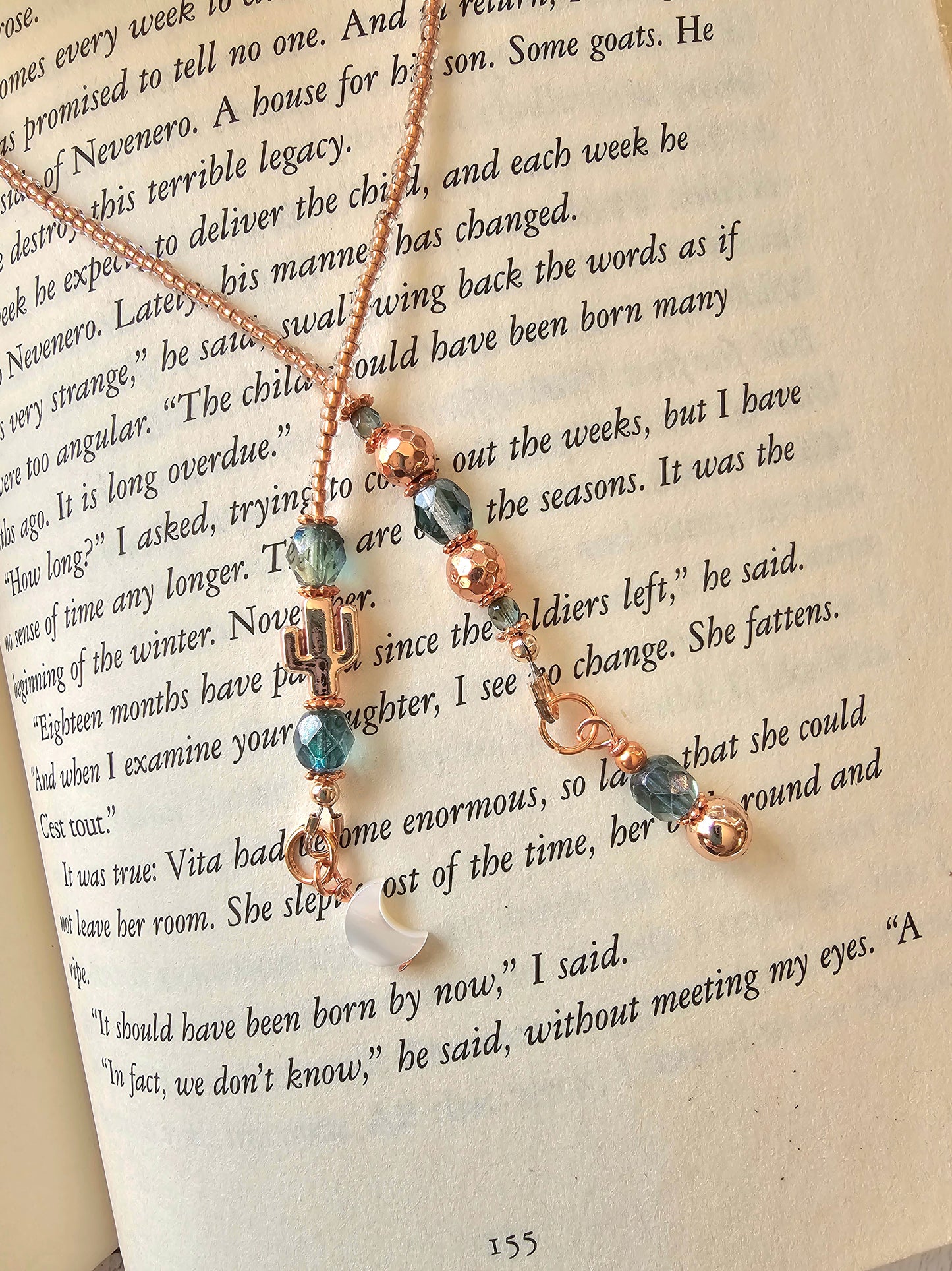 Rose Gold Plated Cactus Bookmark, Tiny Cactus Gift, Gift for Her