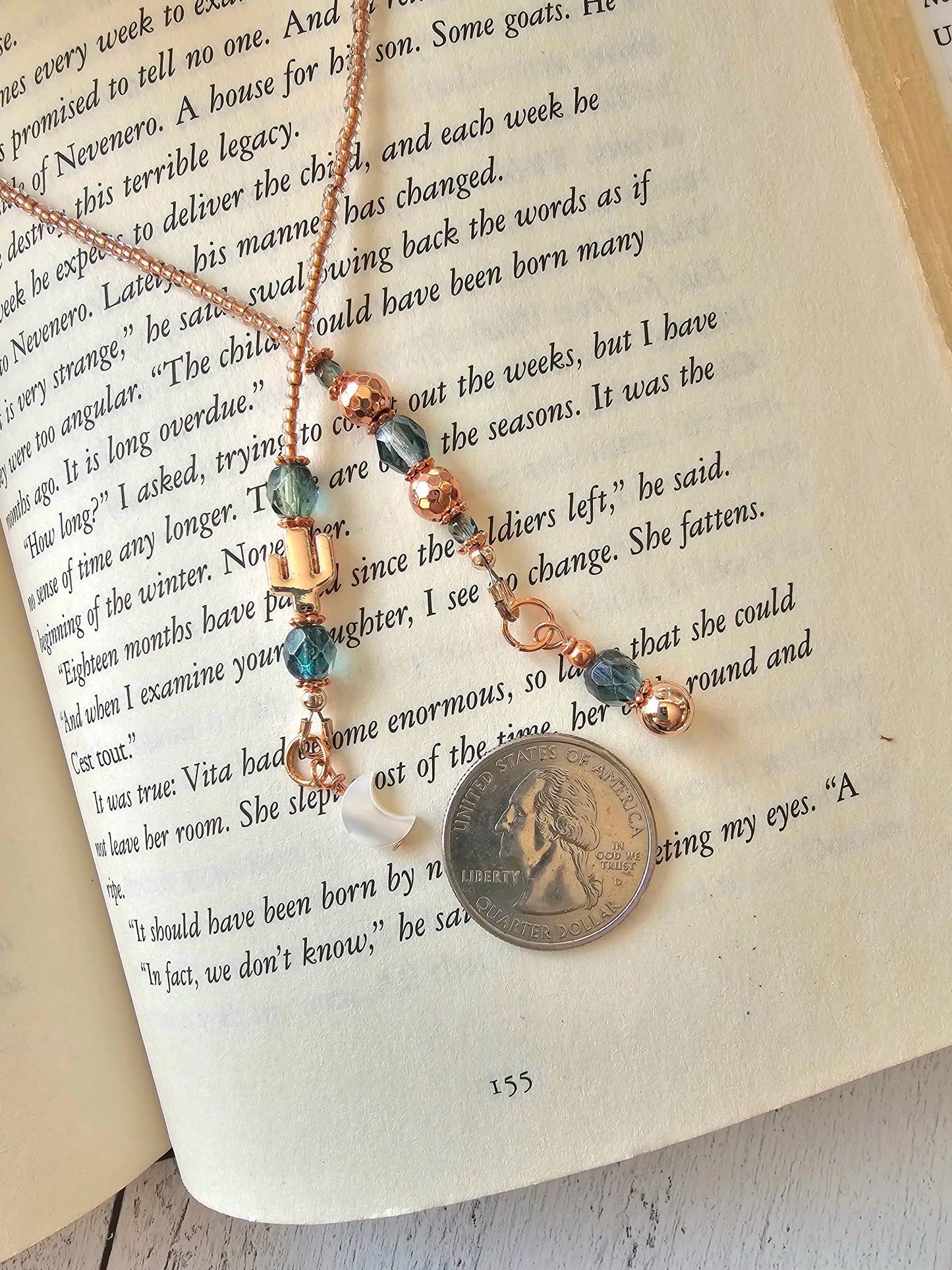 Rose Gold Plated Cactus Bookmark, Tiny Cactus Gift, Gift for Her