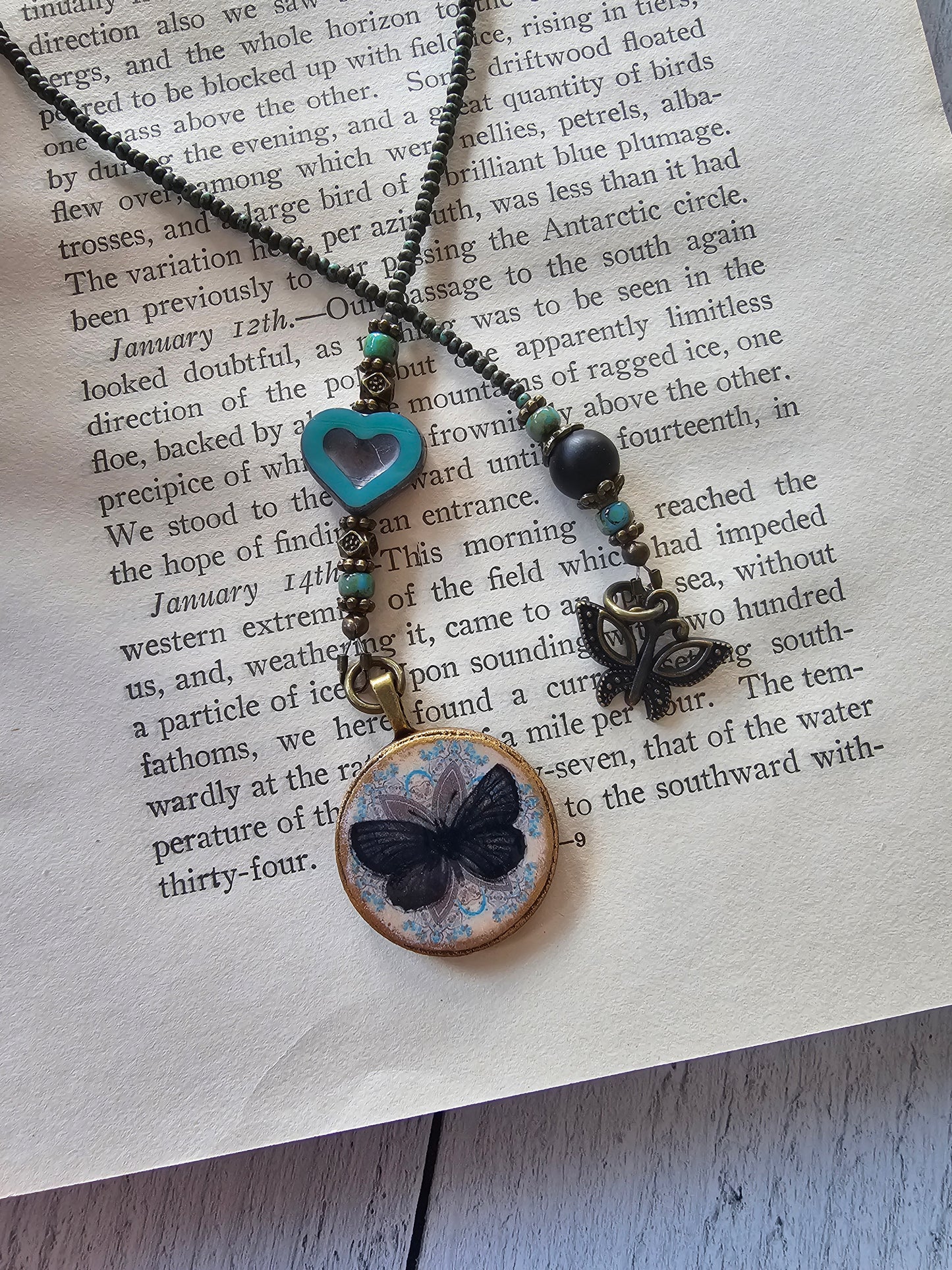 Black Butterfly and Heart Bookmark