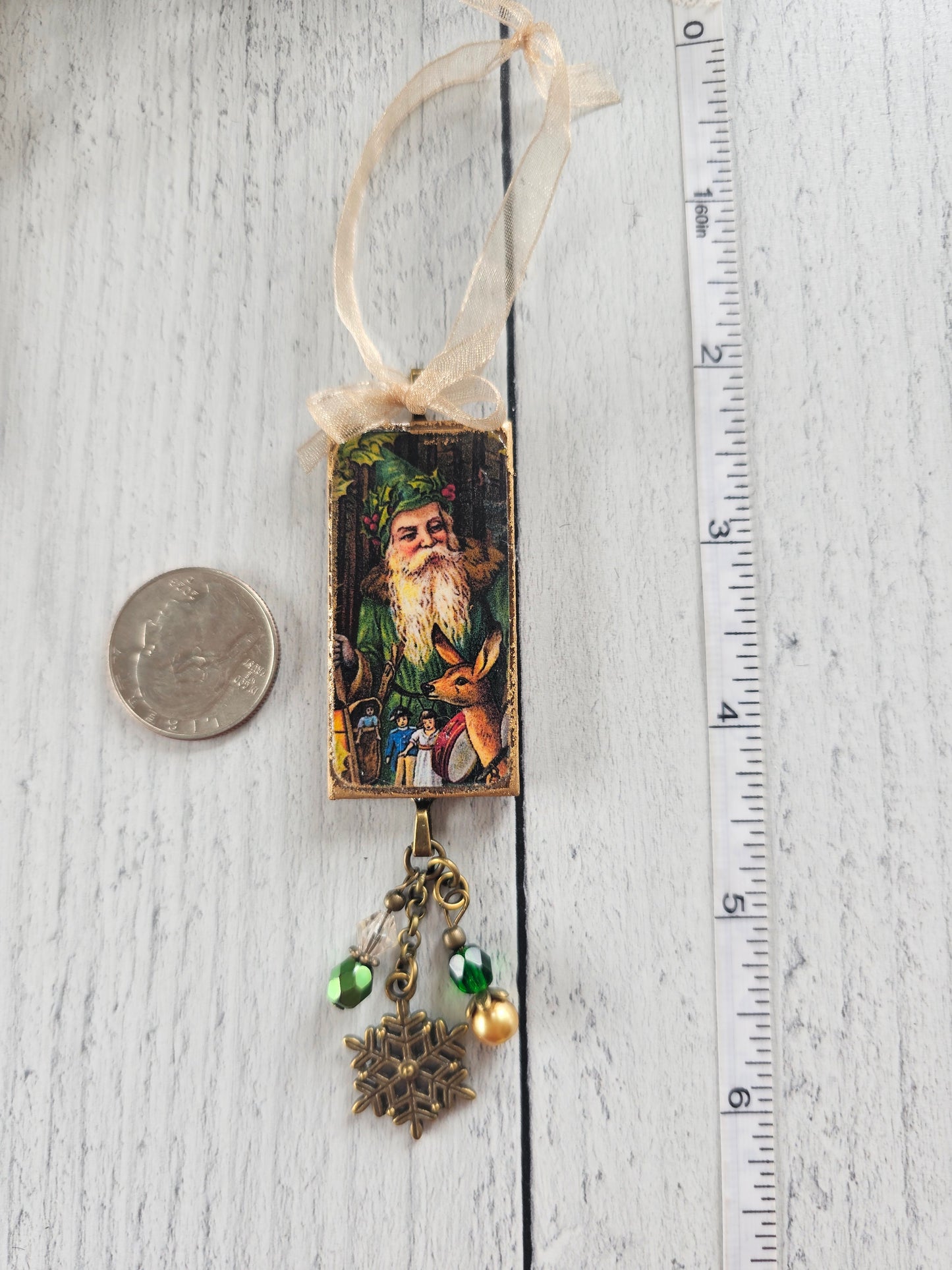 Christmas Ornaments, Woodland Vintage Santa, Buy 1 or Set of 3