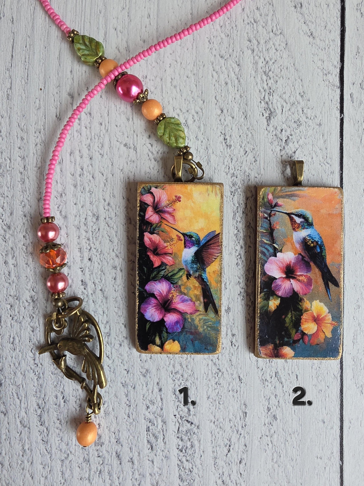 Hummingbird Handmade Pendant Bookmark, Choose Length and Picture