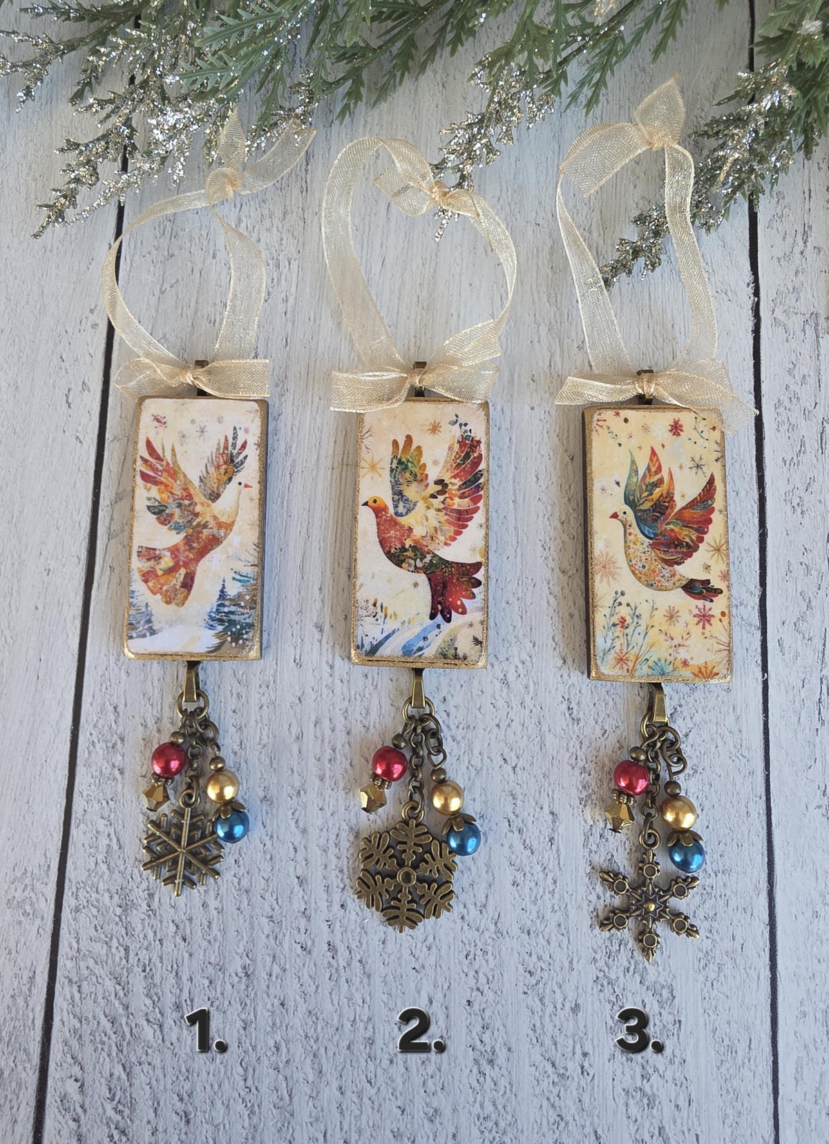 Handmade Peace Dove Christmas Ornaments