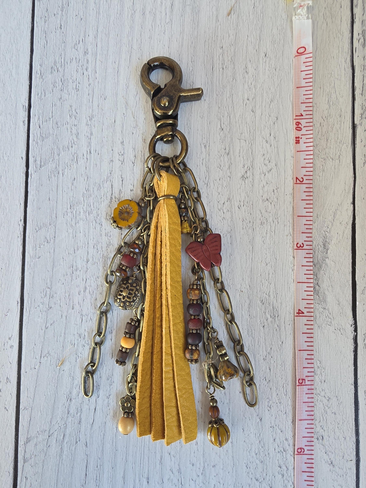 Leather and Beaded Bag Tassel, Fall Purse Flair