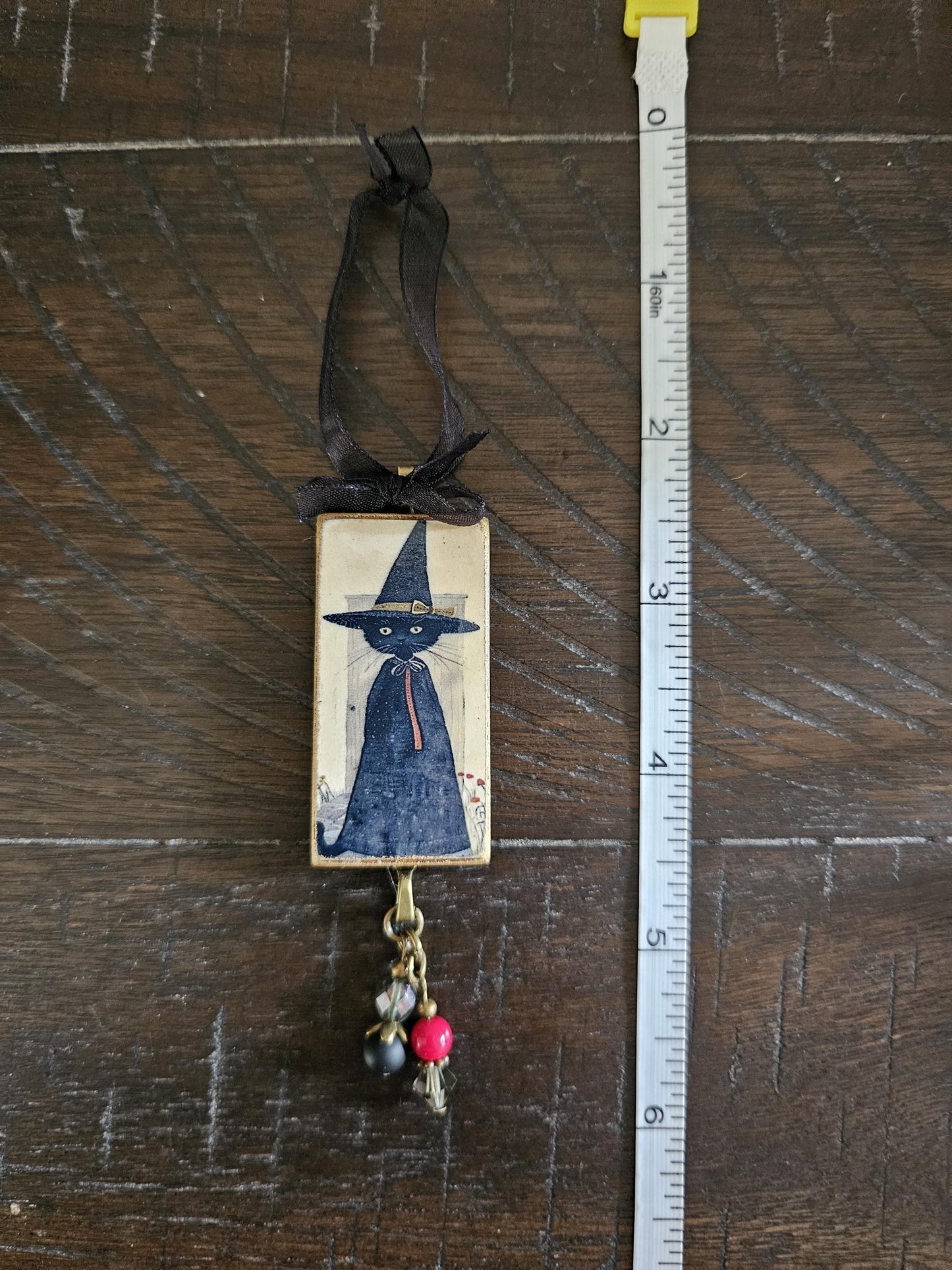 Witch Cat Whimsical Ornament, Halloween Decor