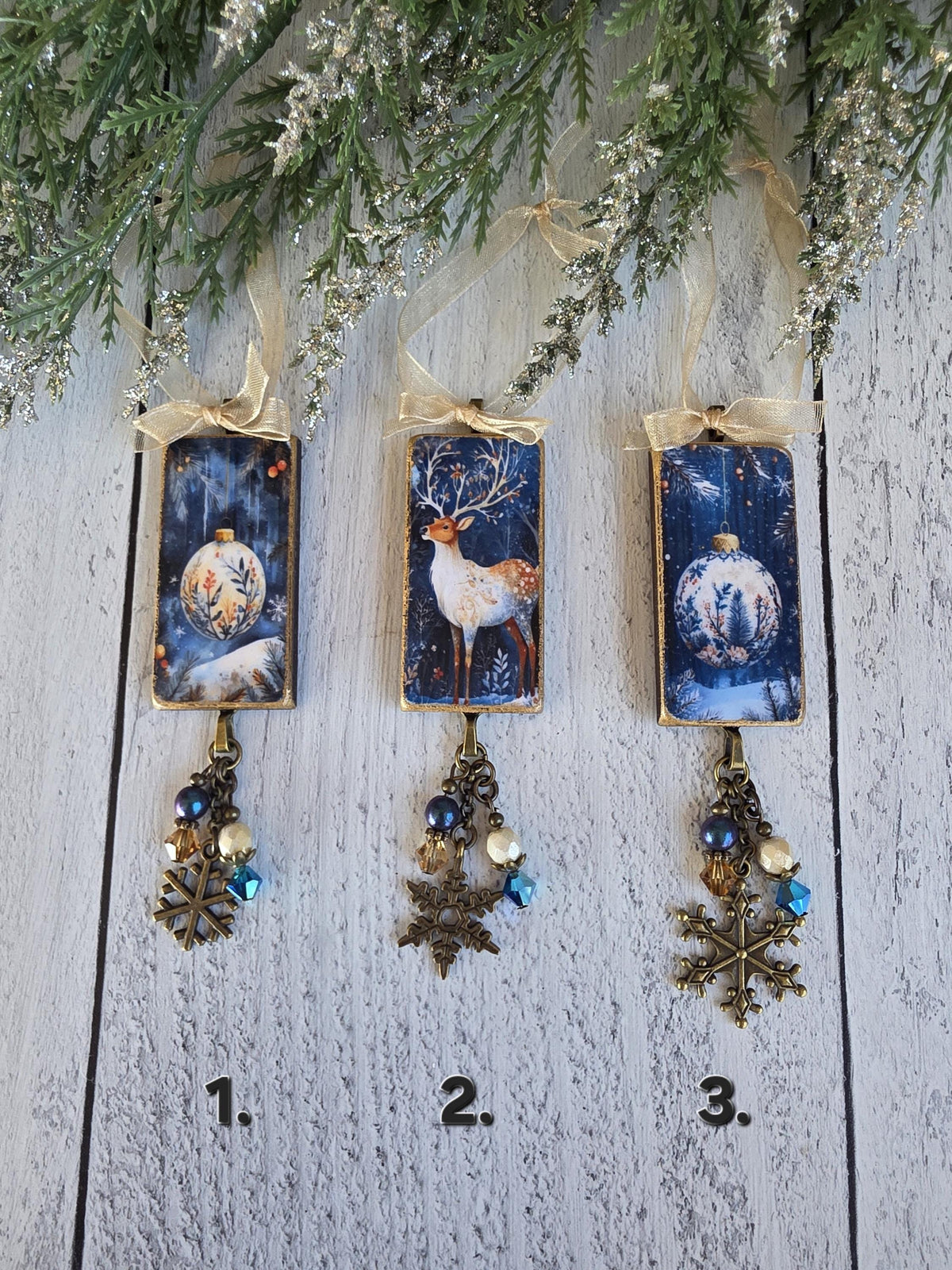 Yule Christmas Ornaments, Nighttime Scene