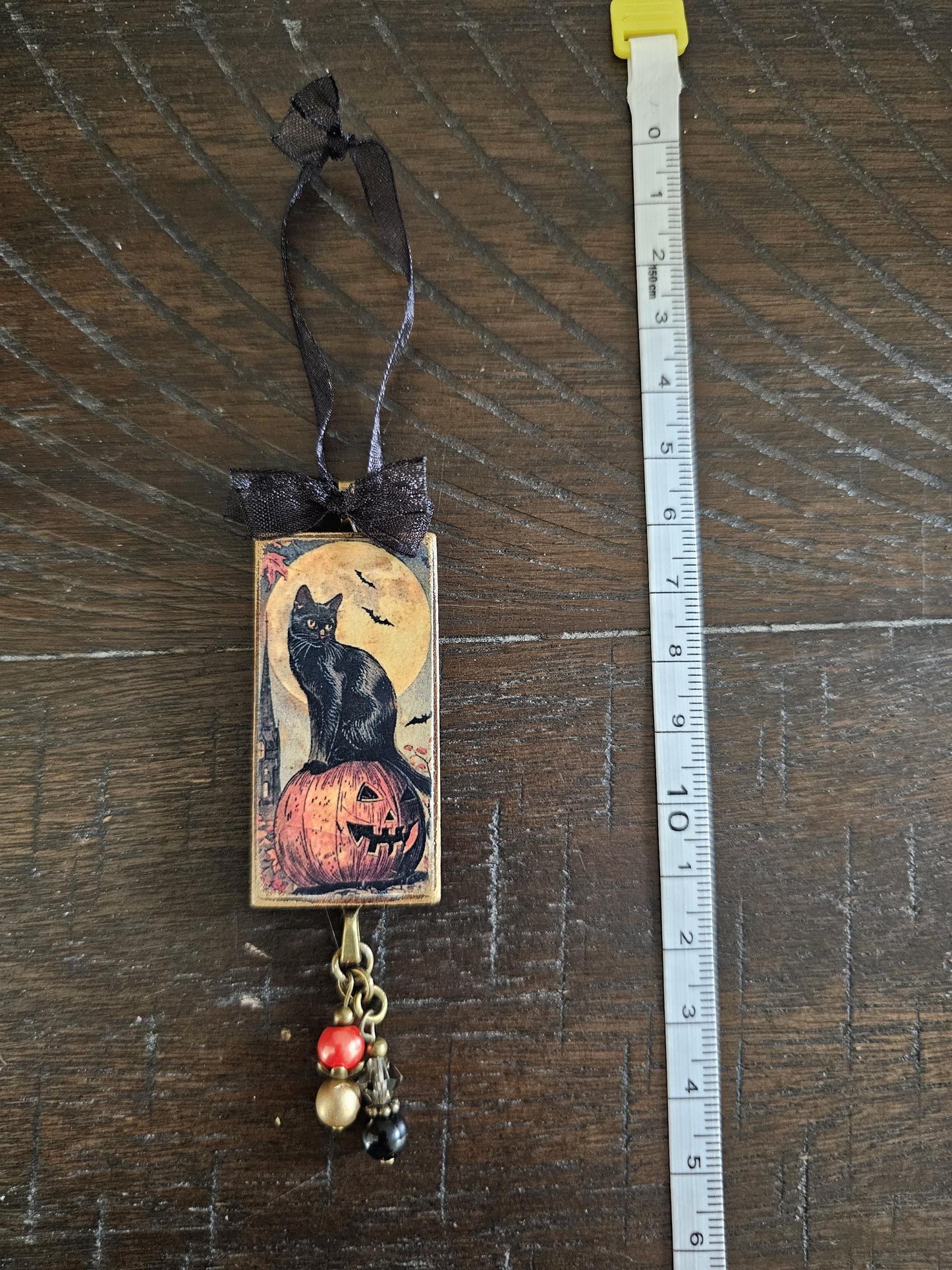 Black Cat Halloween Ornament, Spooky Themed Decor
