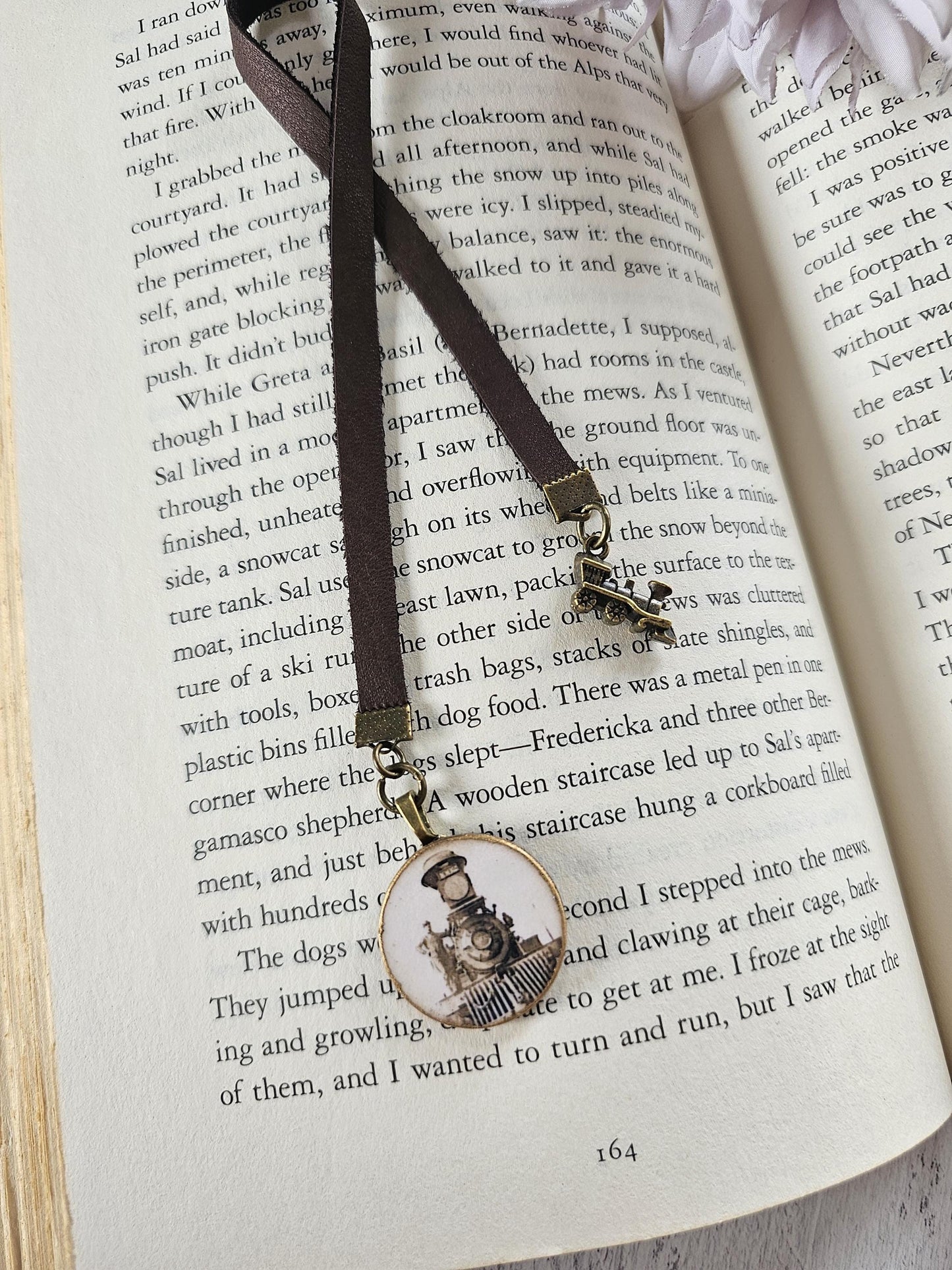 Train Bookmark, Vintage Style Leather Bookmarker, Men's Reader Gift, Father's Day