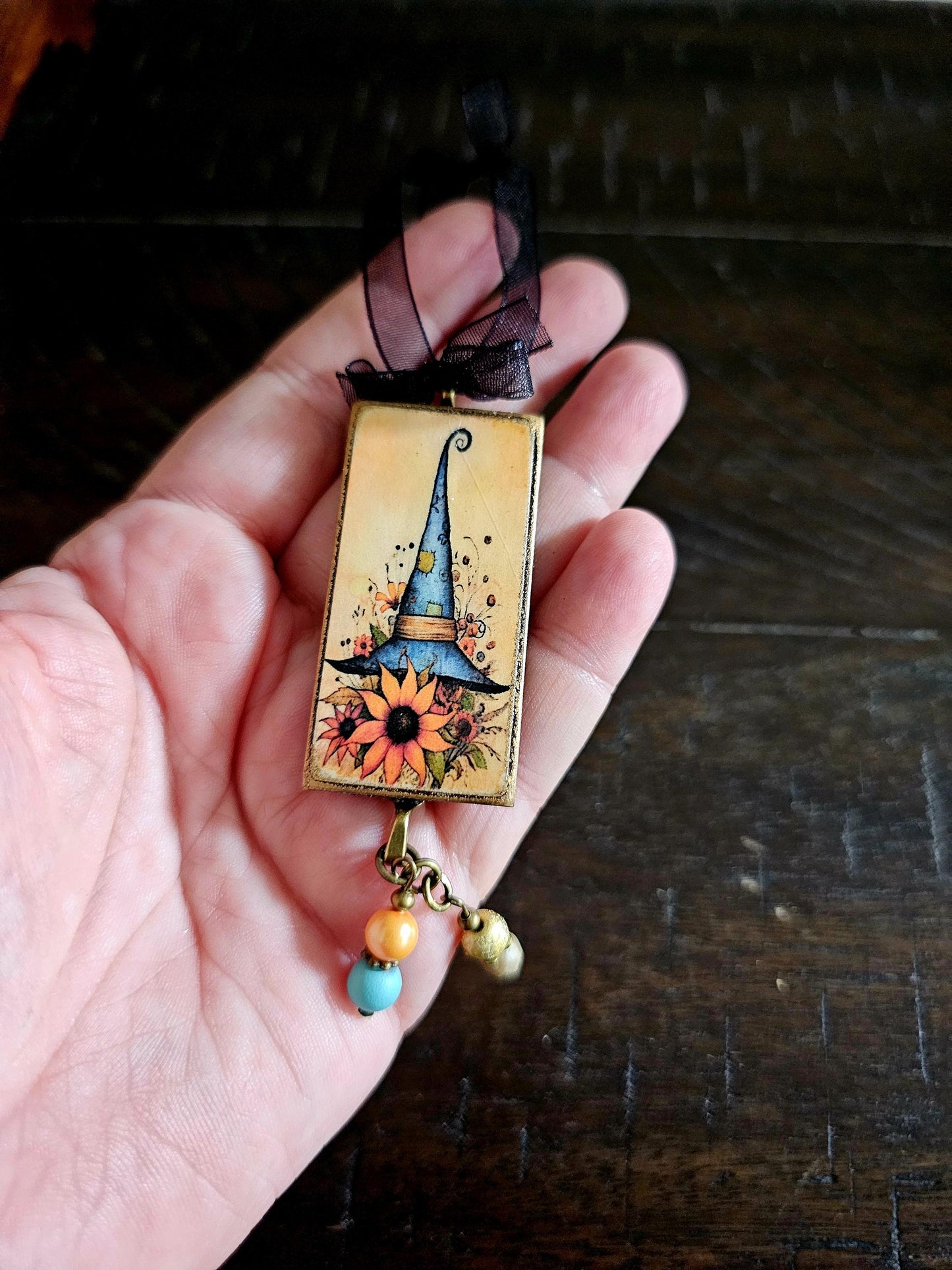 Witch Hat Ornament, Autumn Halloween Decor