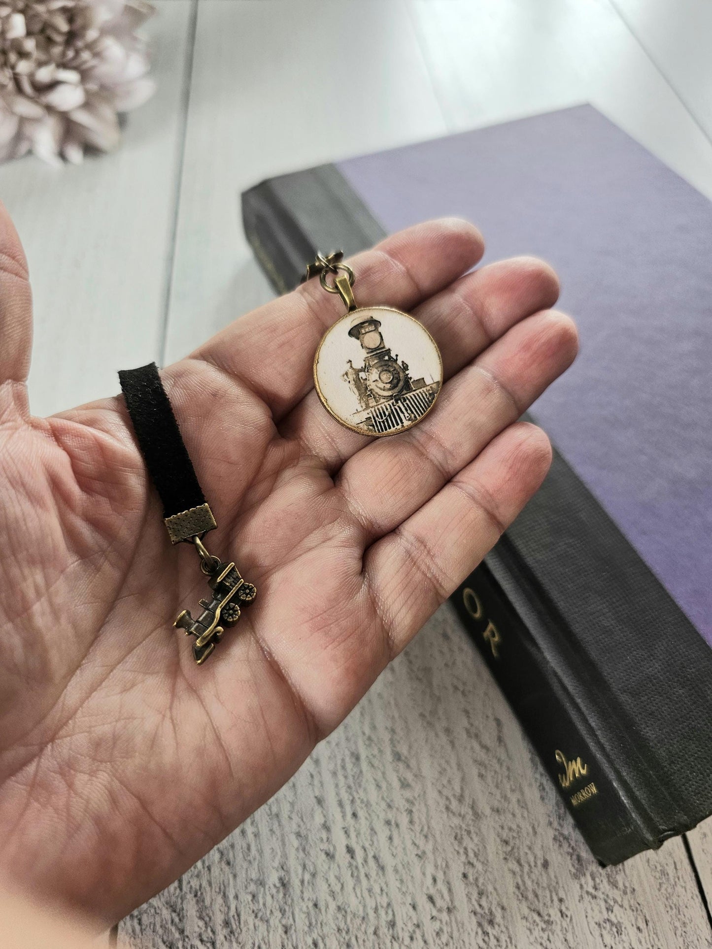 Train Bookmark, Vintage Style Leather Bookmarker, Men's Reader Gift, Father's Day