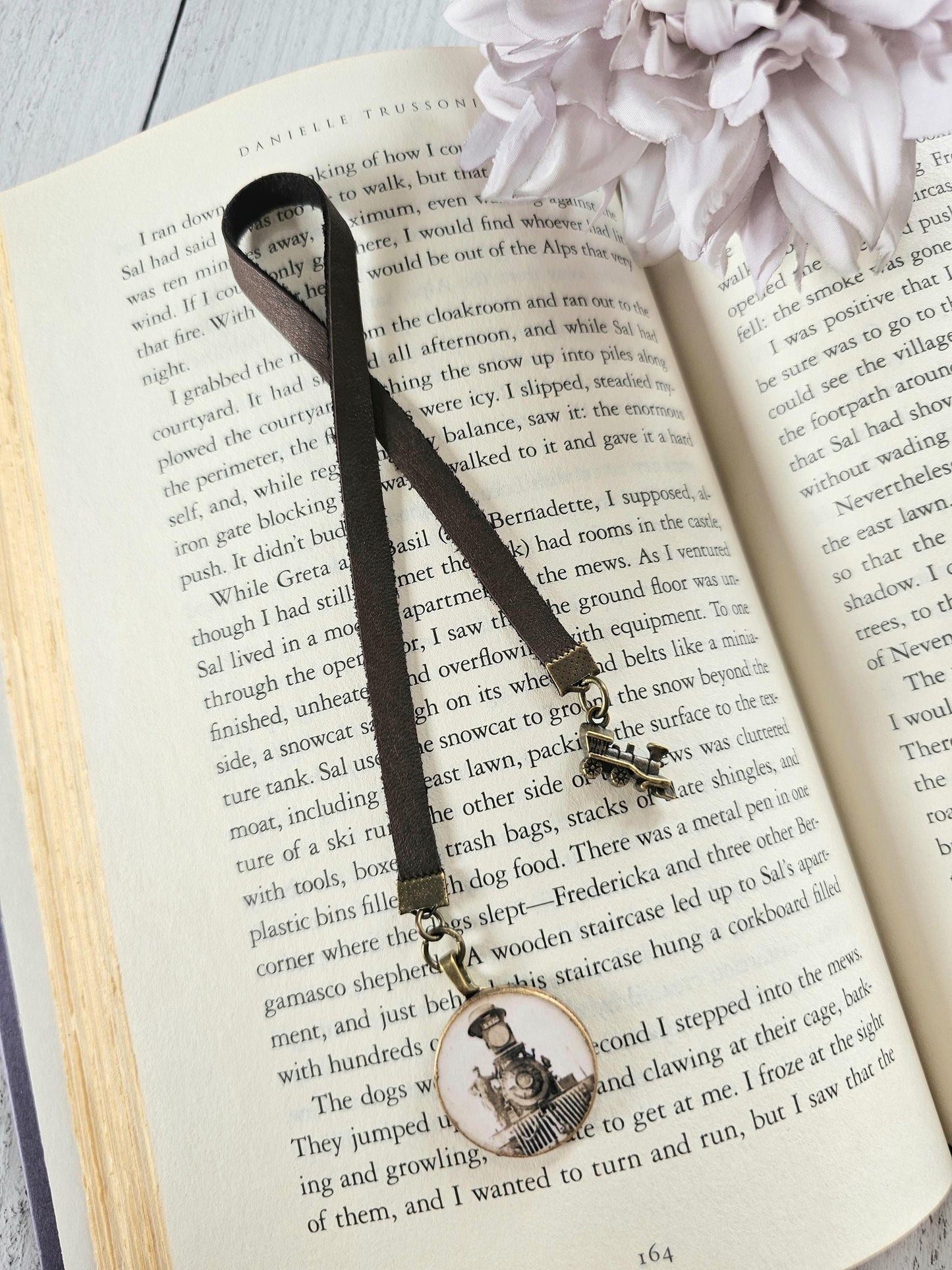 Train Bookmark, Vintage Style Leather Bookmarker, Men's Reader Gift, Father's Day